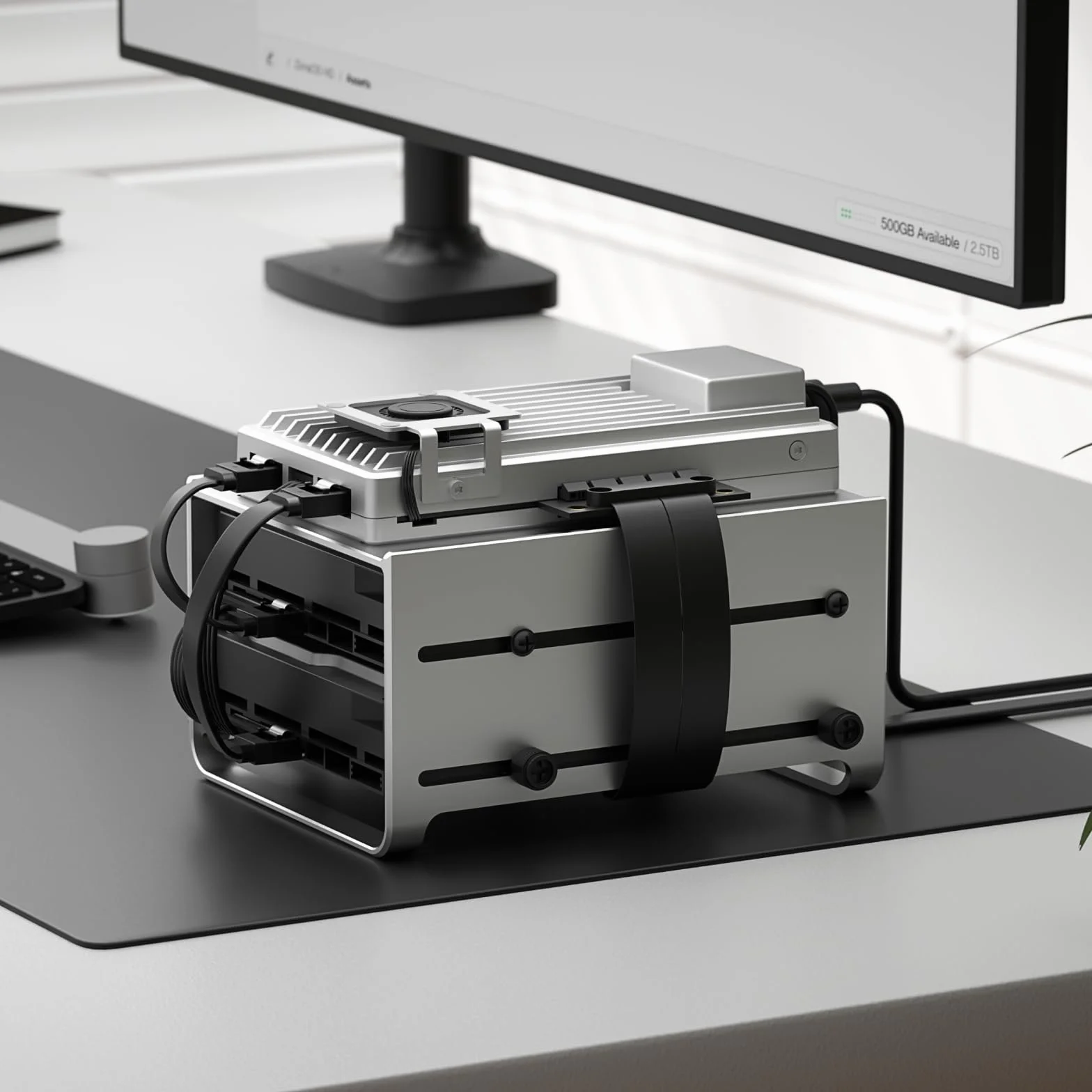 ZimaBoard Uchwyt HDD 2-kieszeniowy Aluminiowy stelaż na dwa dyski 3,5" Kompaktowa rama NAS Srebrny