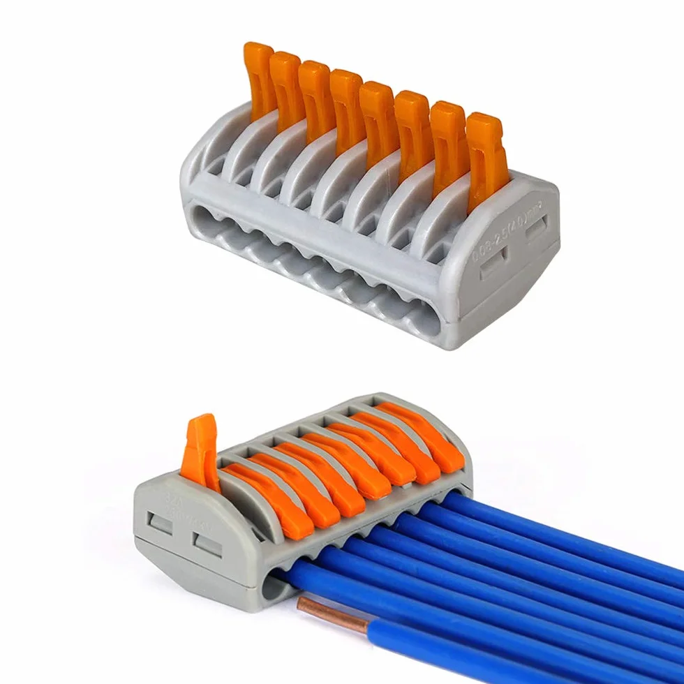 10 sztuk PCT-218 Dźwignia Nakrętka Kabel Złącza Złącza, 8 Porty Złącze Kabel Kompaktowy Sterownik, Szybki Sprężyna Złącze Blok Terminal