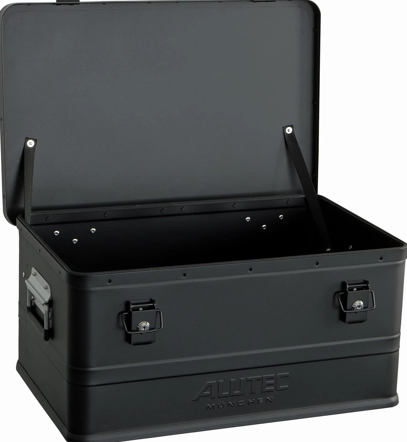 ALUTEC Pudełko aluminiowe Classic 48 (kolor czarny, pojemność 48 l, wymiary wewnętrzne (dł. x szer. x wys.) 550 x 350 x 250 mm/wymiary zewnętrzne (dł. x szer. x wys.) 575 x 385 x 270 mm, pudełko do