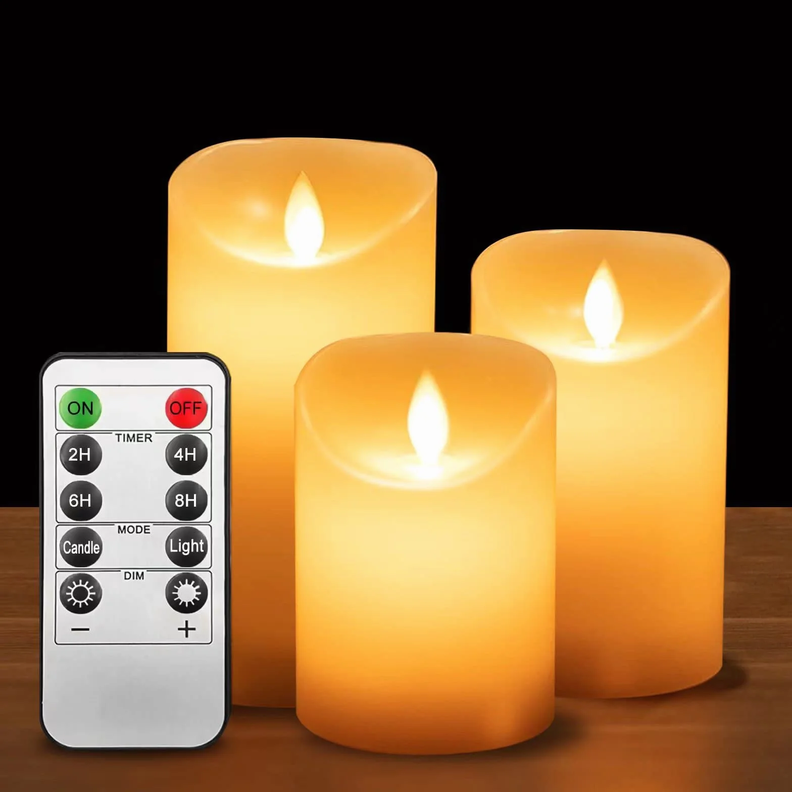 Świece LED, bezpłomieniowe świece, elektryczne świece z migoczącym światłem, zestaw 3 szt, świece z prawdziwego wosku, płomienie LED, pilot zdalnego sterowania z 24-godzinnym timerem