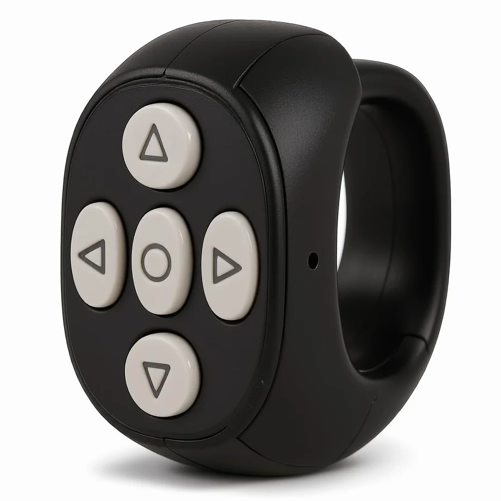 Pilot Zdalnego Sterowania Bluetooth Bezprzewodowy Przewijanie Strony dla iOS Android Czarny