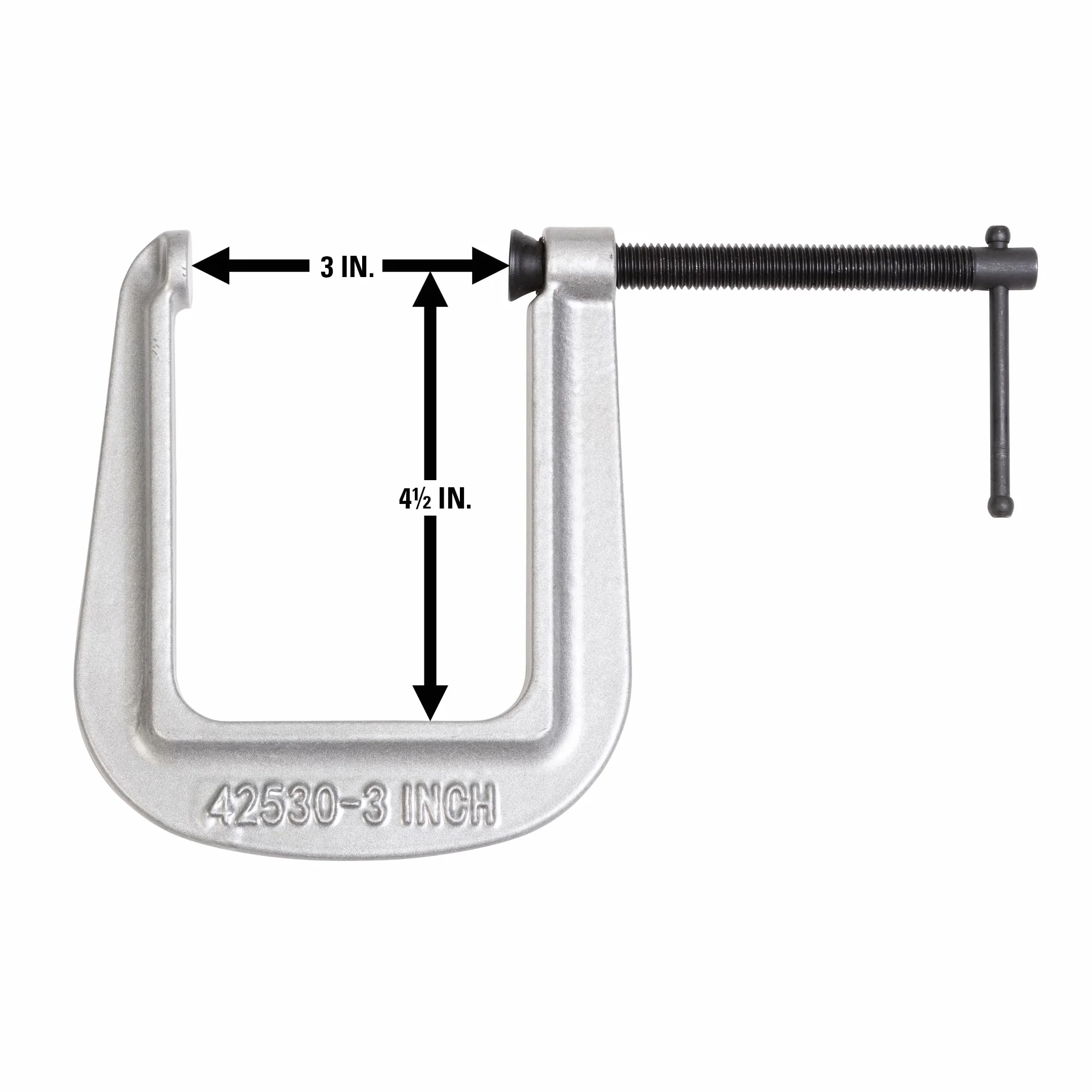 Wilton 42530 253, zacisk typu C z głębokim zasięgiem, 0-calowe otwarcie szczęk, głębokość gardła 4-1/2"
