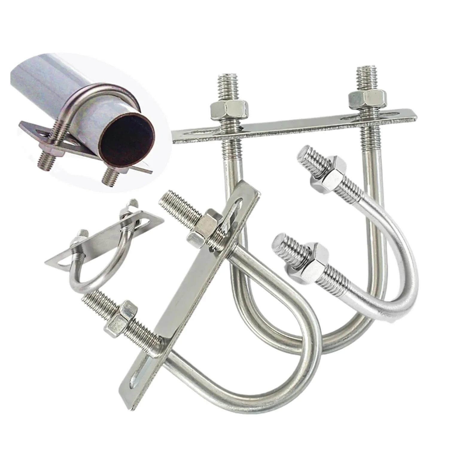 Obejma rurowa krzyżowa ze stali nierdzewnej 304 typu U-Bolt | Srebro M6 M8 Naprawa rur w wielu rozmiarach: Obejma do rur(M8x159x189mm-1set)