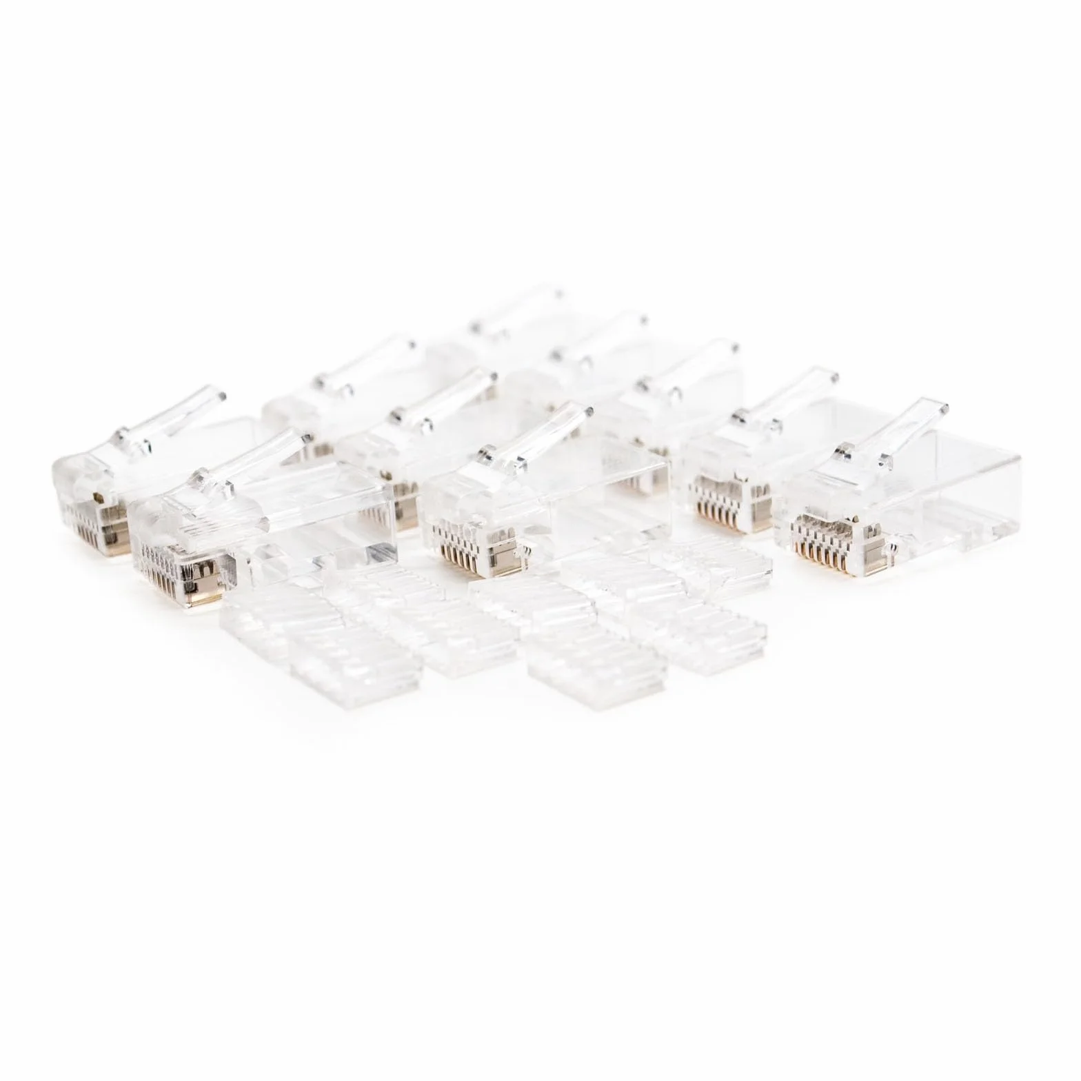 8-żyłowe złącze RJ45 kategorii 6, optymalne do szybkich sieci Ethernet. 10 sztuk w praktycznej i bezpiecznej saszetce, idealne do instalacji profesjonalnych lub domowych.