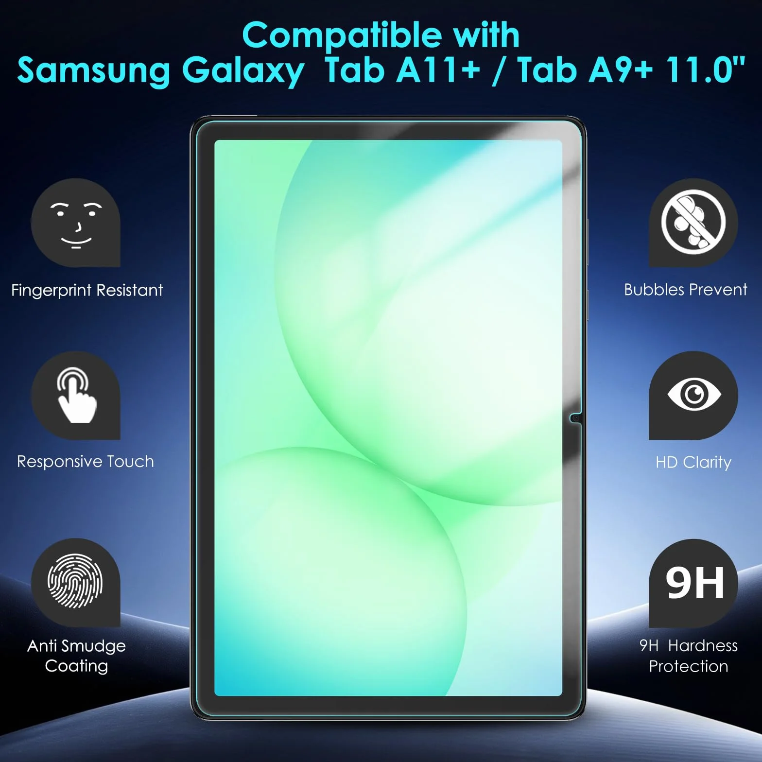 Hianjoo Ochraniacz ekranu kompatybilny z Samsung Galaxy Tab A11+/ Tab A9+ 27.9 cm, szkło hartowane z tacą montażową [czystość HD] [twardość 9] [odporne na zarysowania] [łatwa instalacja]