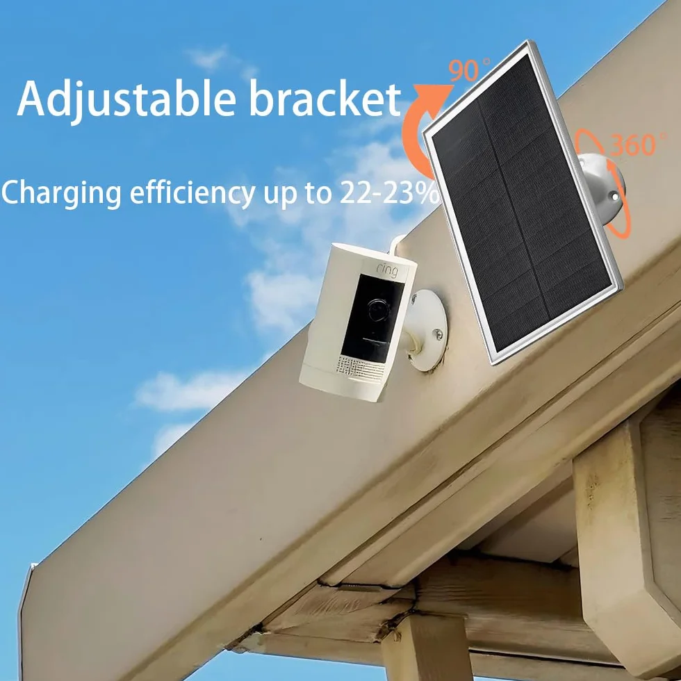 Ładowarka do paneli słonecznych 10W/5V IP65 z dwoma portami DC3,5x1,35 i USB-C, 3m kabel, kompatybilna z Ring Spotlight Cam Plus/Pro