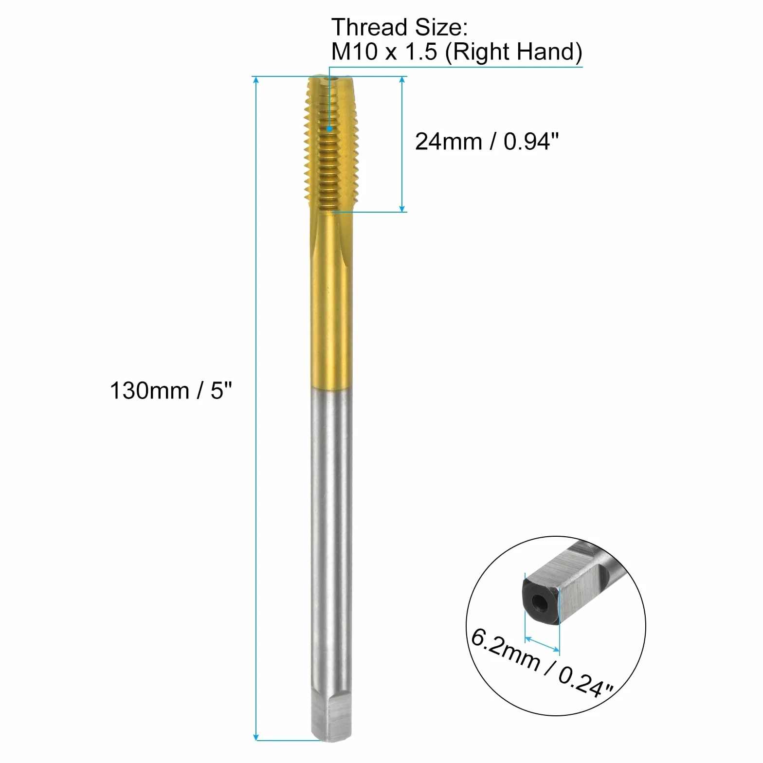 QUARKZMAN Gwint metryczny M10 x 1,5 H2 130 mm Bardzo długa powłoka = tytanowe M35 Narzędzie do naprawy frezowania gwintów frezowanie śruby flet prosty stal szybkotnąca