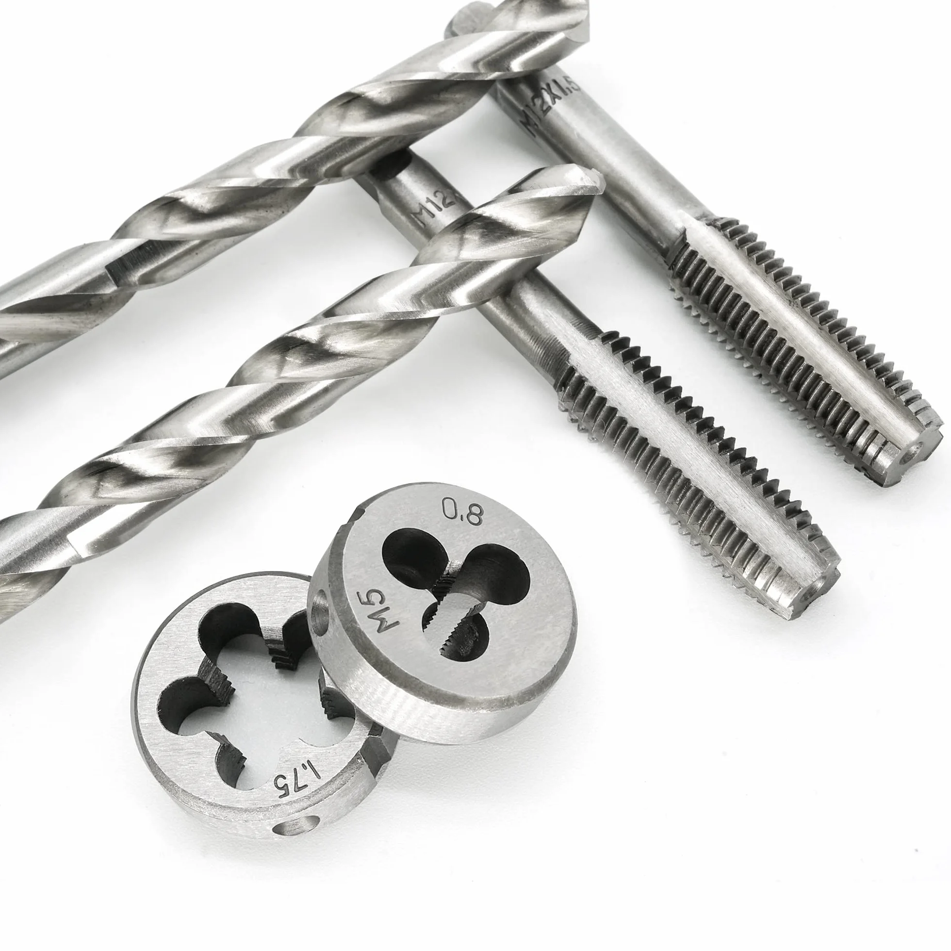 GMTOOLS Zestaw 110 sztuk, standardowy zestaw narzędzi do gwintowania M2-M18 z regulowanymi uchwytami, akcesoriami i etui do przechowywania, zestaw gwintów zewnętrznych i wewnętrznych