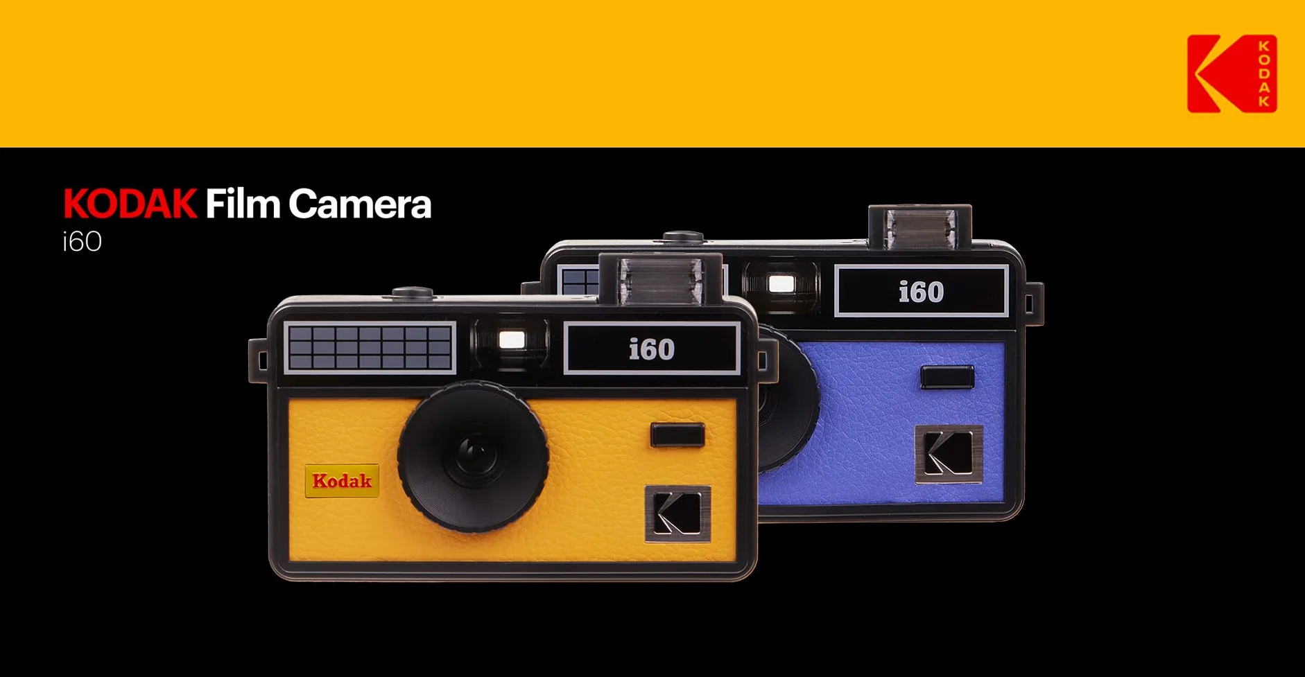 Kodak Kamera filmowa i60 35 mm retro, wbudowana lampa błyskowa, żółta