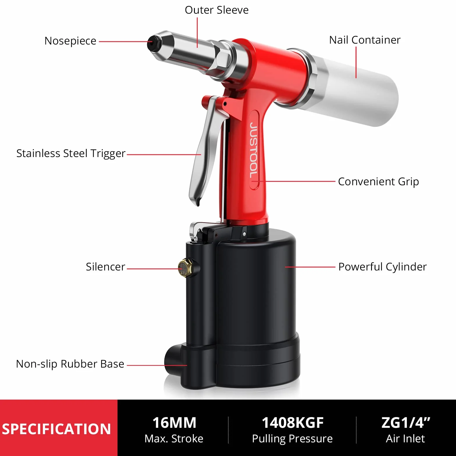 Pistolet do nitowania sprężonego powietrza pneumatyczny pistolet do nitowania hydrauliczny narzędzie do nitowania nitów nasadka do gwoździ zestaw narzędzi ręcznych