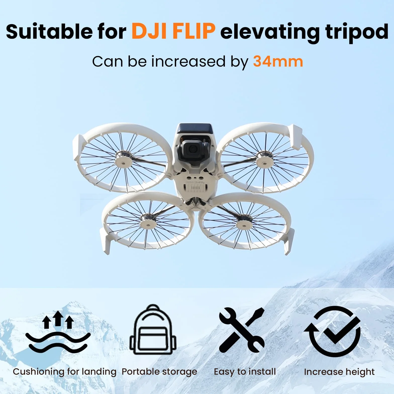 Uchwyt podwozia do DJI Flip, tylny stelaż do lądowania, przedłużenie drona, podwozie tylne, nogi statywu, ochrona gimbala