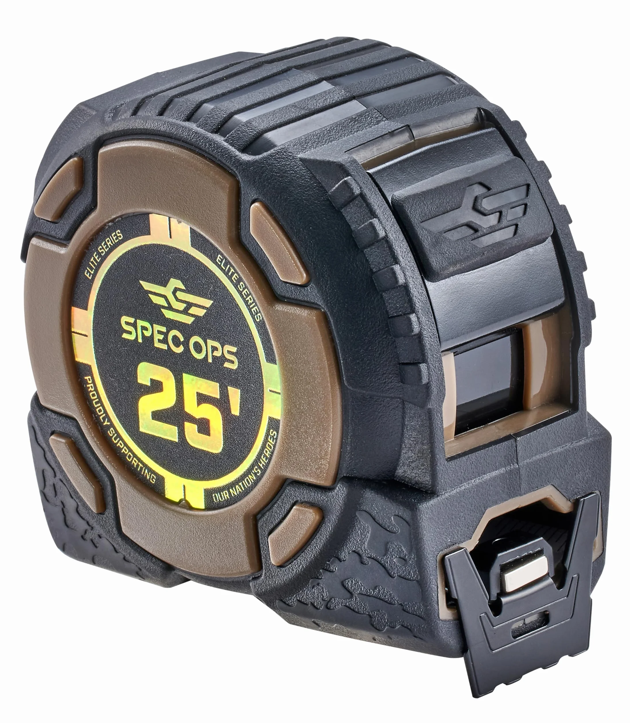 Spec Ops Tools Taśma magnetyczna z serii Elite 25 stóp, dwustronne ostrze 1 1/10.2 cm, wyróżniające się 12 stóp, obudowa kompozytowa klasy wojskowej, 3% przekazane weteranom