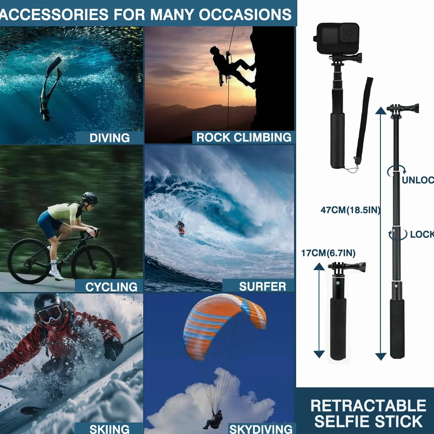 Wodoszczelna obudowa nurkowa do GoPro Hero 13 Black, zestaw akcesoriów