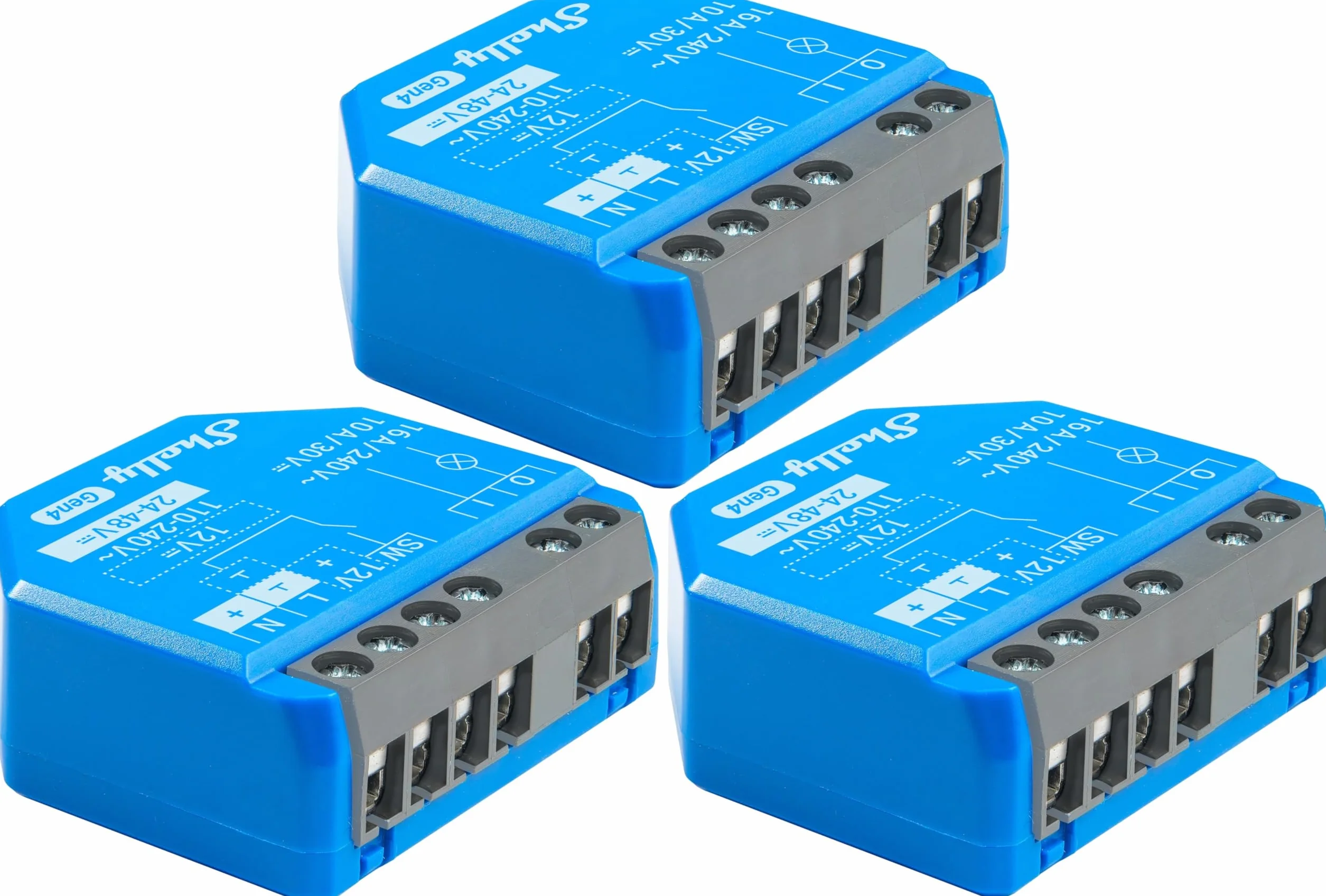 SHELLY Przekaźnik 1 Gen4, 16 A, WLAN, Bluetooth, niebieski, 3 sztuki