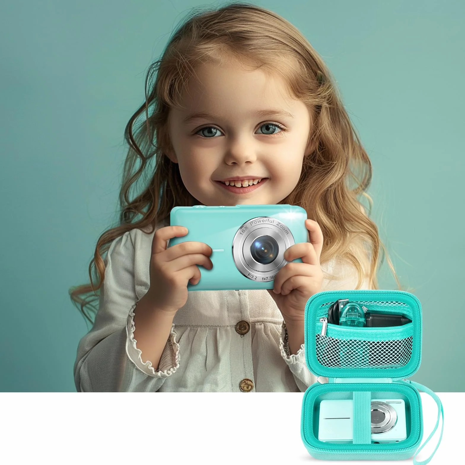 casmilee Torba na aparat cyfrowy dla ROQIOO/CAMKORY/SIXTARY/VAHOIALD/Sevenat/FlyFrost: kompaktowy aparat fotograficzny FHD 1080P 36MP z 2,4" ekranem LCD - aparaty cyfrowe dla dzieci, mała skrzynka do