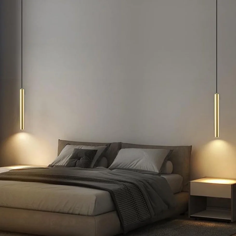 Zestaw 2 lamp wiszących LED nowoczesny żyrandol minimalistyczny design oprawa sufitowa LED złota aluminiowa lampa wisząca do jadalni, sypialni, salonu, 50 cm