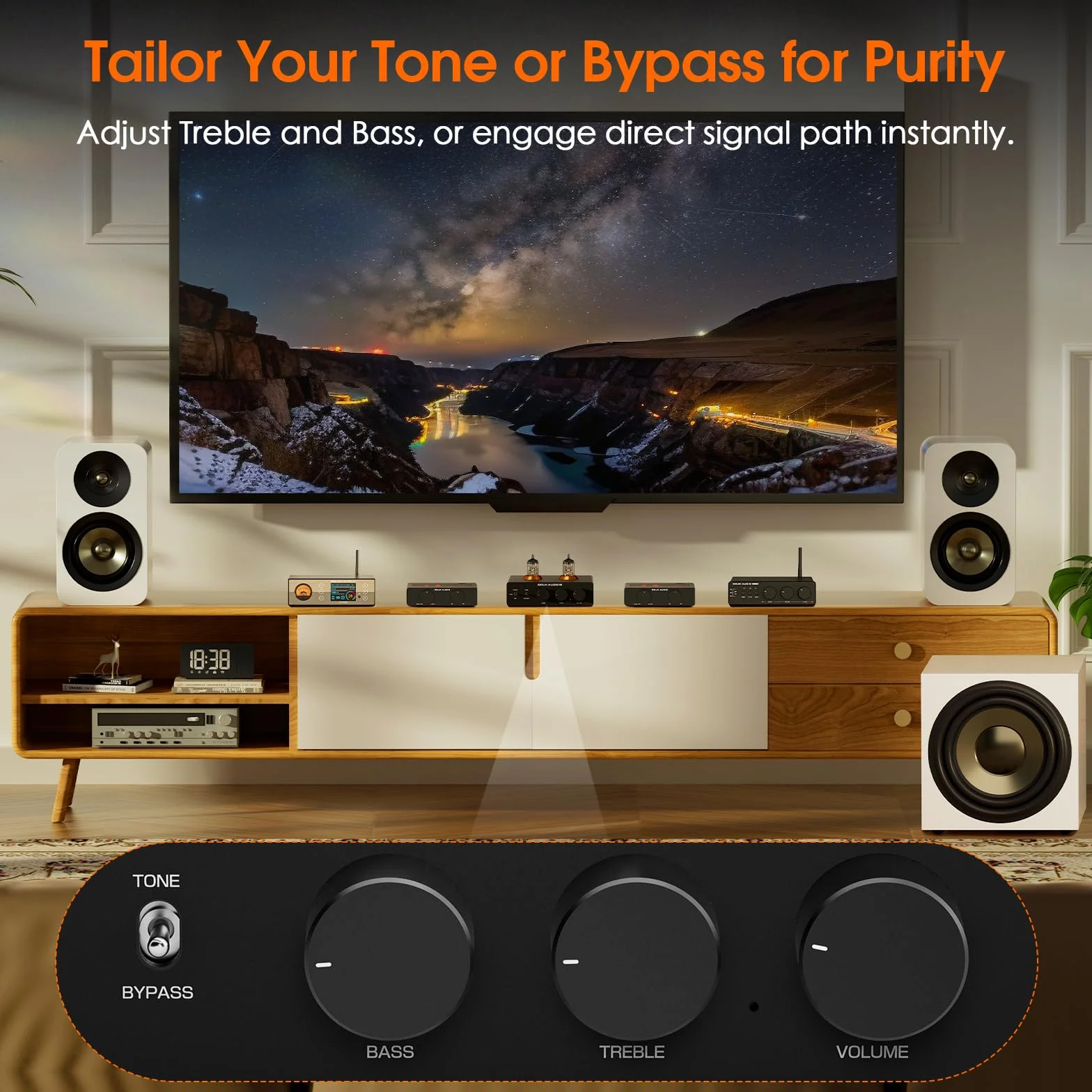Douk Audio P7 przedwzmacniacz phono ECC83 lampowy z wyjściem Balanced XLR, filtr HF, regulacja basu