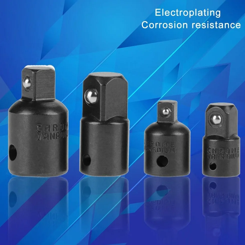 Zestaw adapterów nasadowych i reduktorów ze stali chromowo-wanadowej – 1/10.2 cm, 3/20.3 cm, 1/5.1 cm, adapter klucza grzechotkowego, zestaw do konwersji rozszerzeń (czarny)