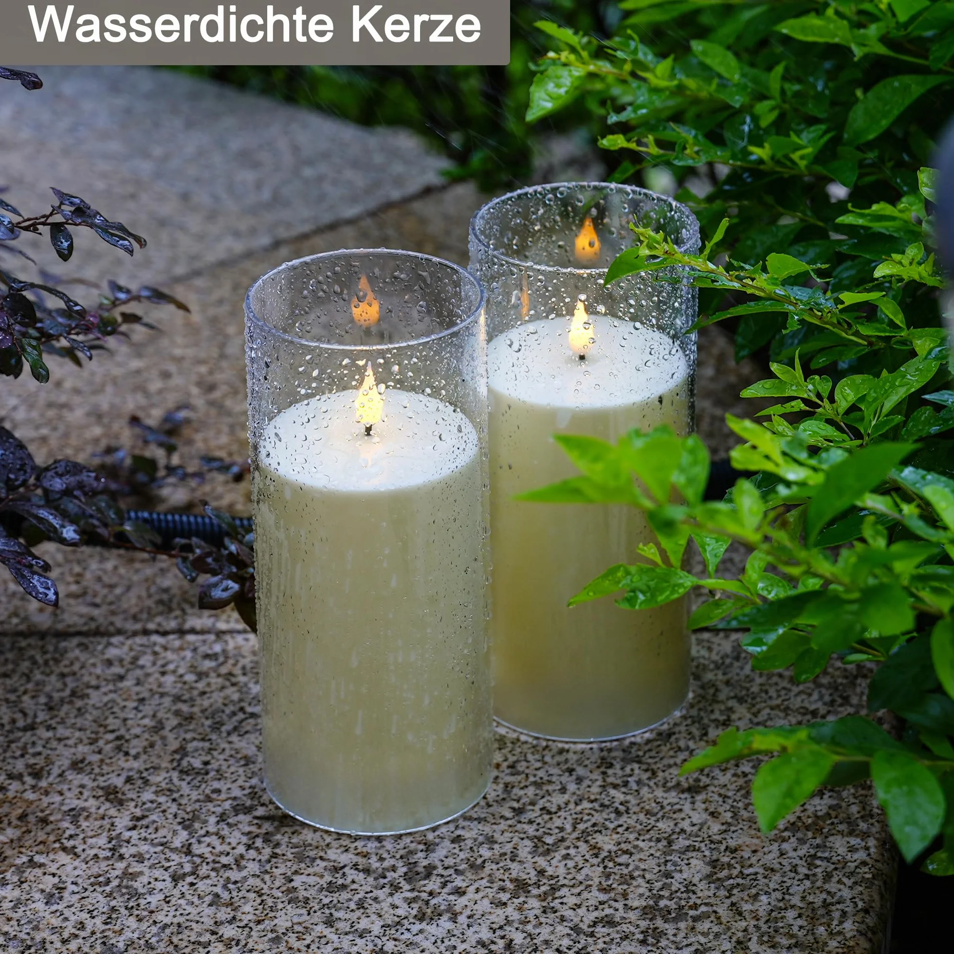 yunsheng 2 sztuki wodoodporne bezpłomieniowe świece na zewnątrz z pilotem i timerem, 10 cm x 22,5 cm świece na baterie z odpinaną akrylową misą, duże LED migoczące świece do dekoracji patio