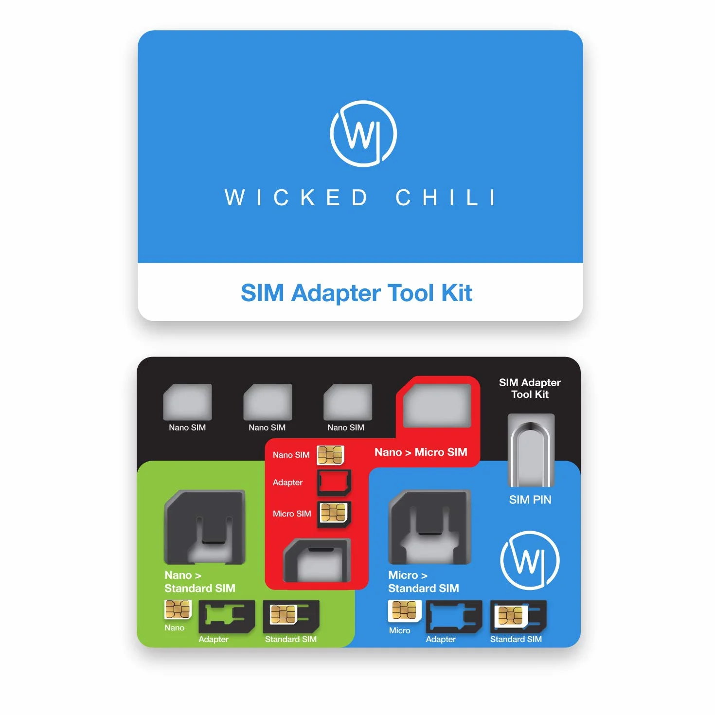 Wicked Chili 8 w 1 Multi SIM-Card Tool Zestaw adapterów i igła SIM