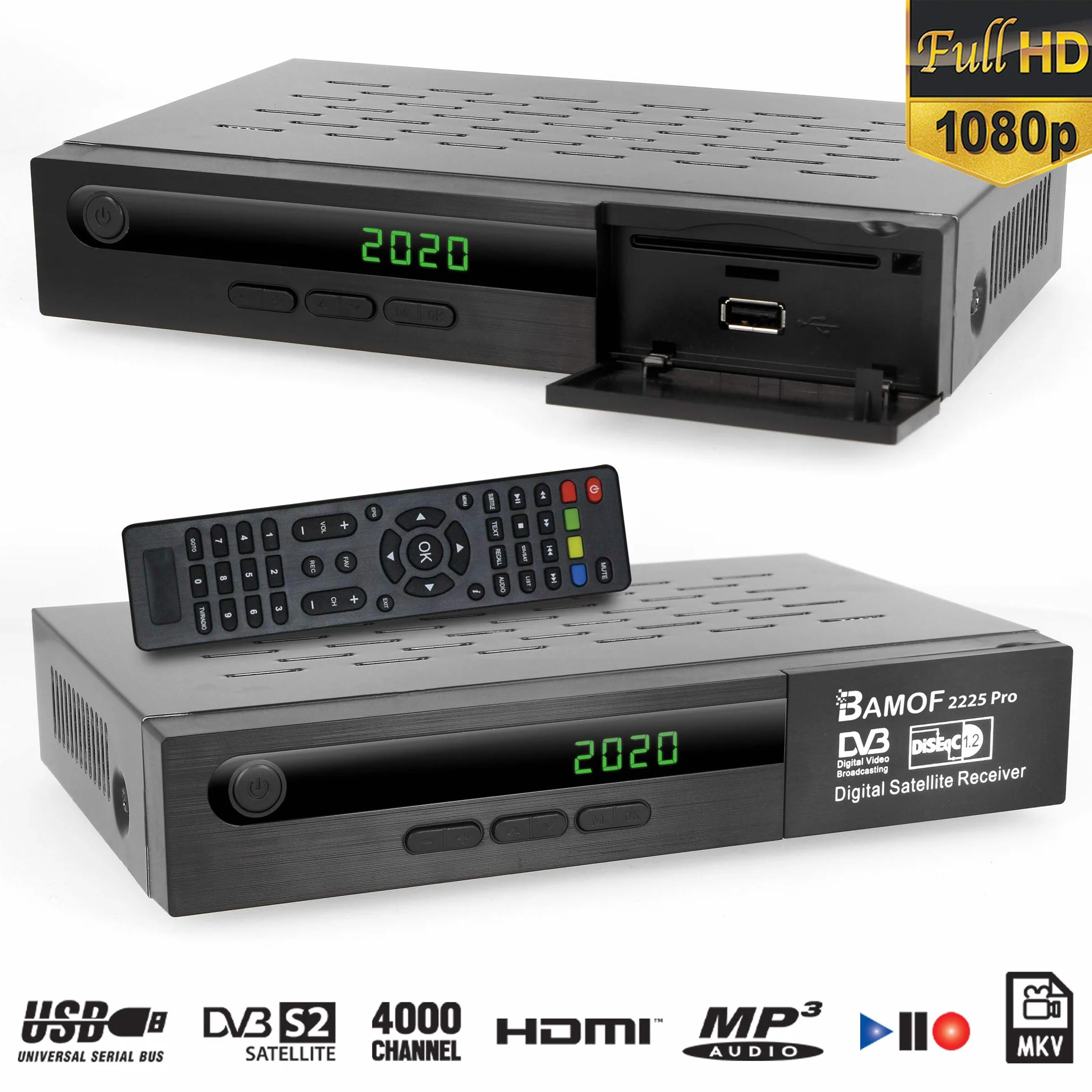 Bamof 2225 PRO cyfrowy odbiornik satelitarny HDTV DVB-S2 Full HD 1080p HDMI