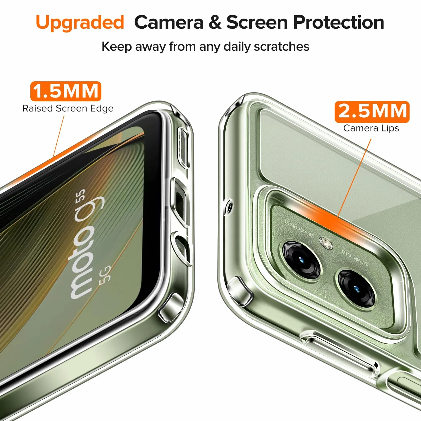 iVoler Przezroczysta Obudowa do Motorola Moto G55 5G z 2 Szkłami Hartowanymi, Odporna na Wstrząsy