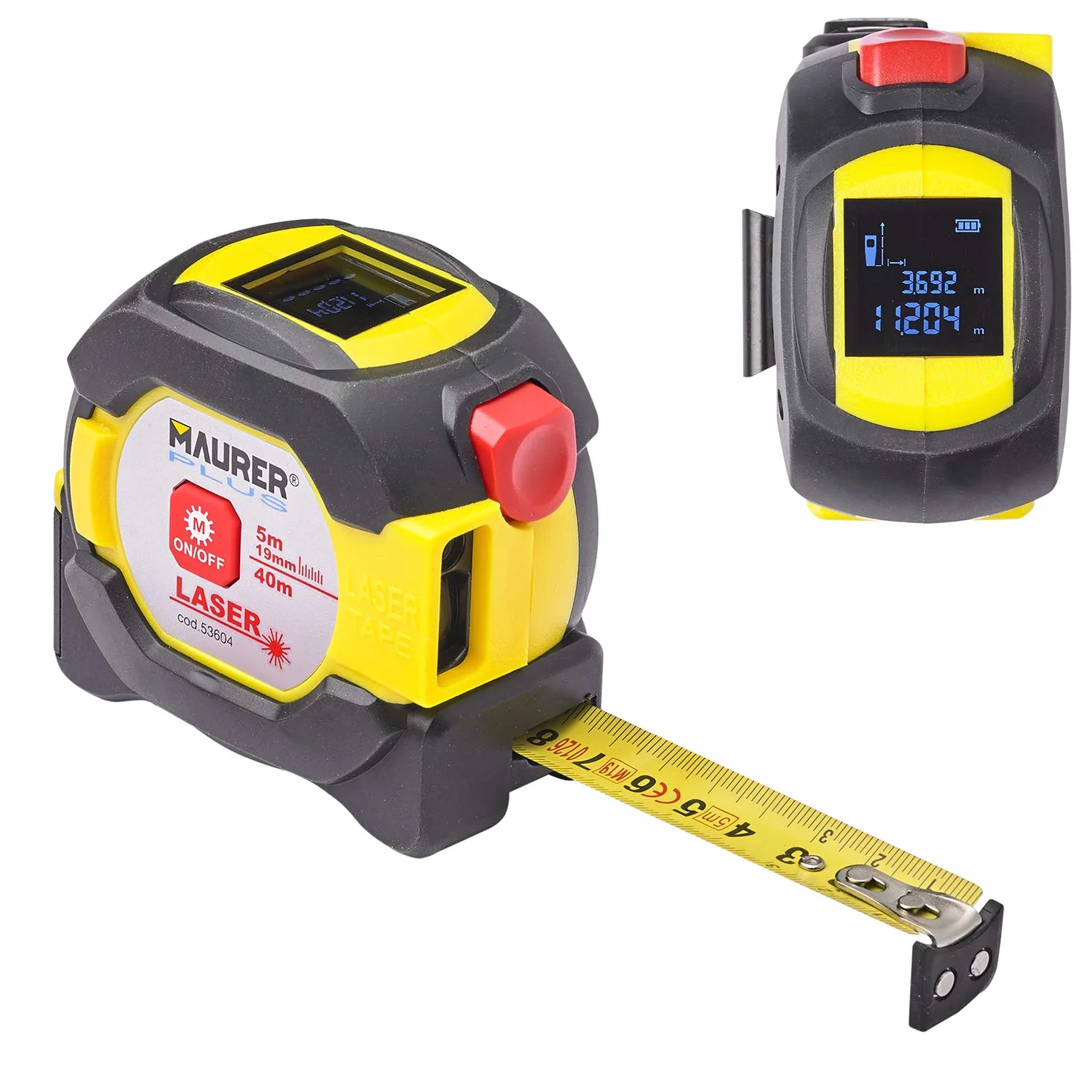 Magnetyczny miernik flexometru z miernikiem laserowym 40 metrów taśmy 5 metrów x 19 mm.