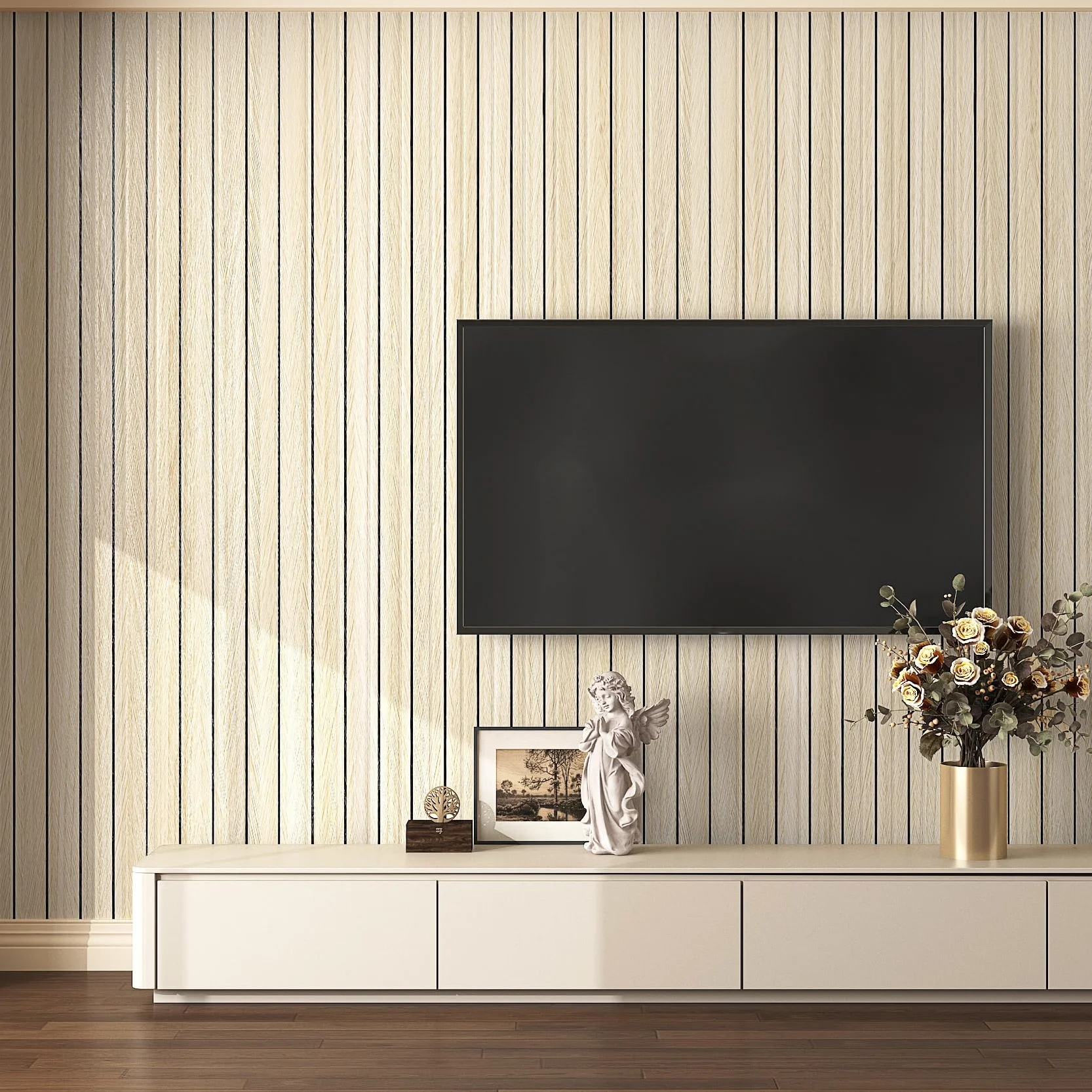 Livelynine Samoprzylepne panele ścienne imitujące drewno 3D Panele drewniane Ściana Salon Jadalnia Korytarz Jasny dąb 30 cm x 5 m Okładzina ścienna Samoprzylepna Imitacja drewna Beżowa