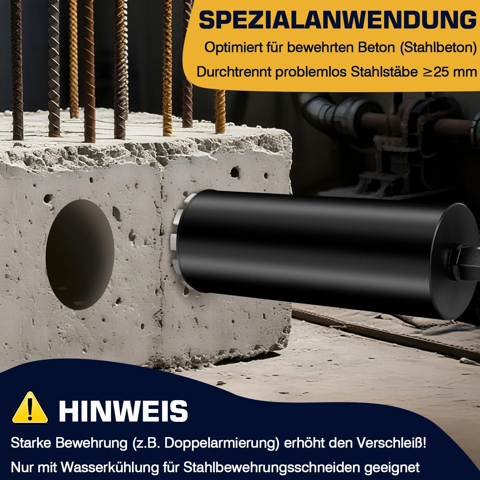 1¼" UNC diamentowa koronka wiertnicza 120 mm, z SDS Plus, diamentowa koronka wiertnicza do wiertarek rdzeniowych, L 460 mm, 10 mm Turbo rdzeniowa koronka wiertnicza, na mokro i na sucho do betonu