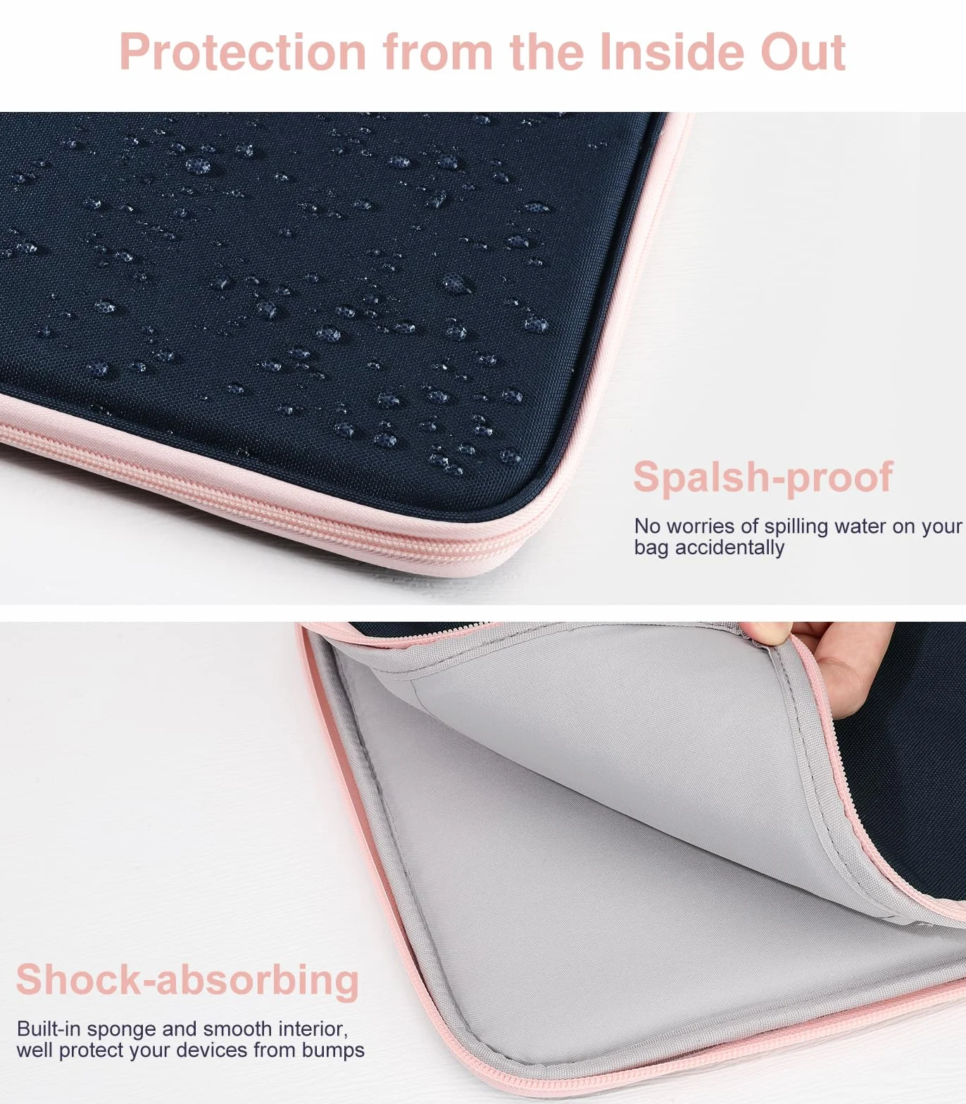Dadanism Tablet Sleeve Organizer Carrying Case with Handle for iPad 10th Gen 10.9", iPad A16 11" 2025, iPad 9/8/7th 10.2, iPad Air/Pro 11", iPad Air5/4 10.9, Galaxy Tab A9+ Plus 11", Indigo & Pink