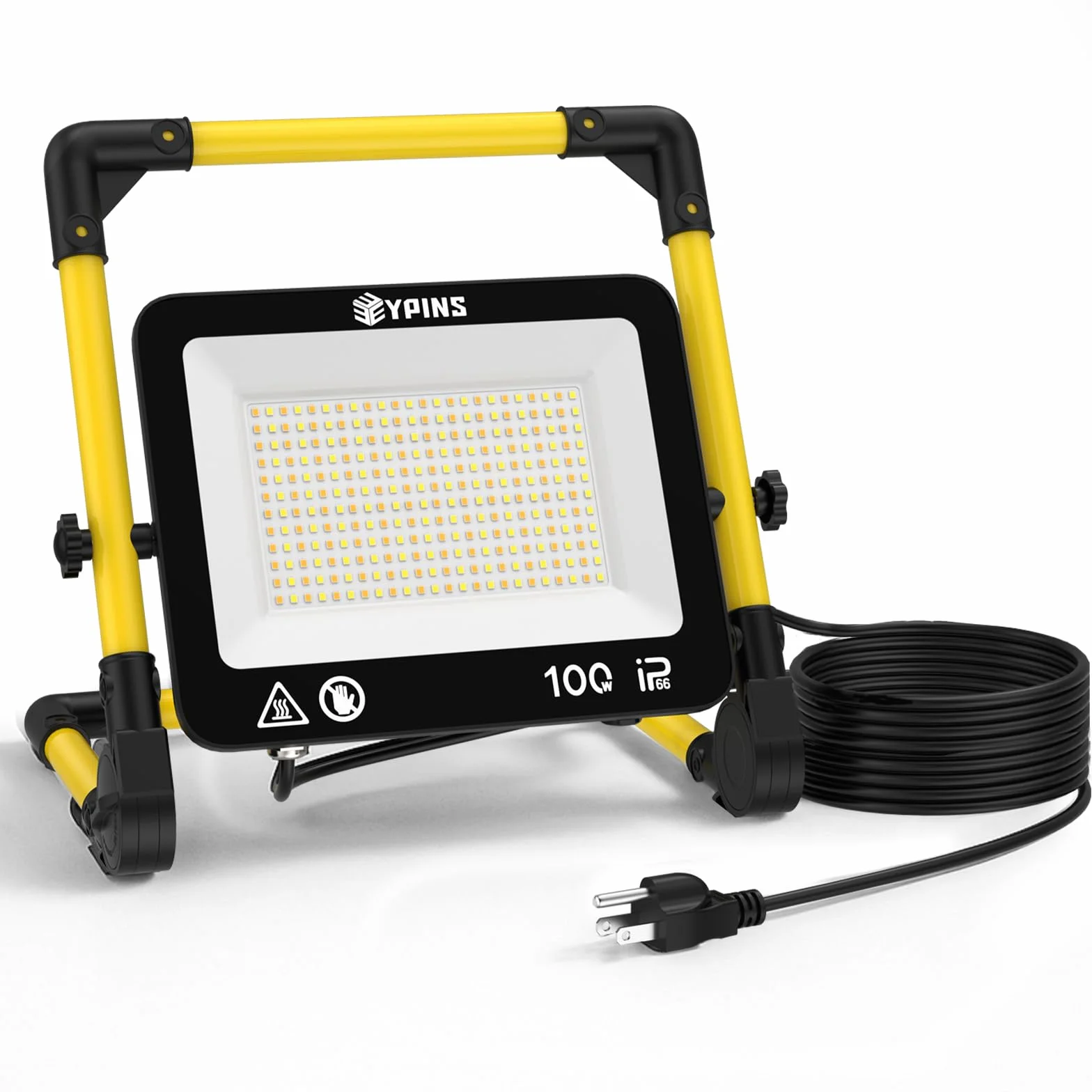 EYPINS Reflektor budowlany LED, 100 W, lampa robocza z wtyczką kabla 5 m, 3000 K/5000 K/6000 K, regulowane światło, IP66, wodoszczelny reflektor roboczy, 8000 lm, przenośny, do warsztatu, konserwacji