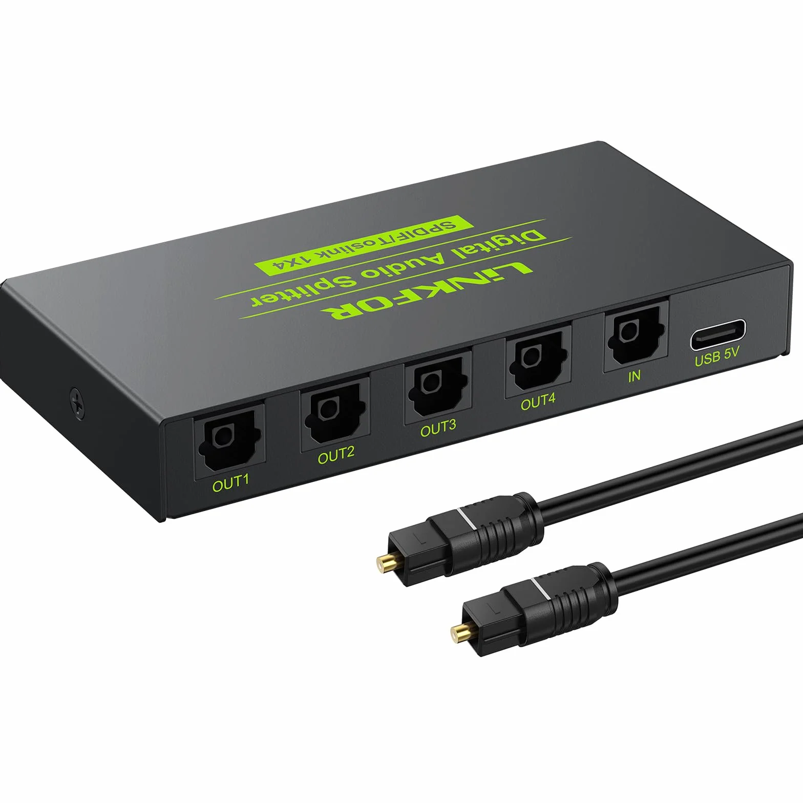 LiNKFOR Optyczny przełącznik audio 4x1 Toslink SPDIF światłowód cyfrowy rozdzielacz LPCM2.0 DTS Dolby-AC3