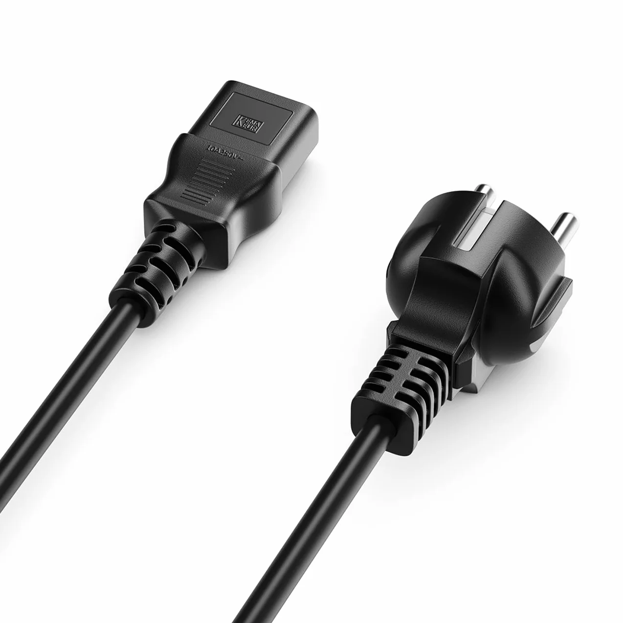 deleyCON 3,0m Kabel Zasilający Przewód Sieciowy Linia Prądu do Urządzeń Wtyk Ochronny Typ F (CEE 7/7) na Gniazdo C13 PC Komputer Monitor Drukarka Projektor - Czarny