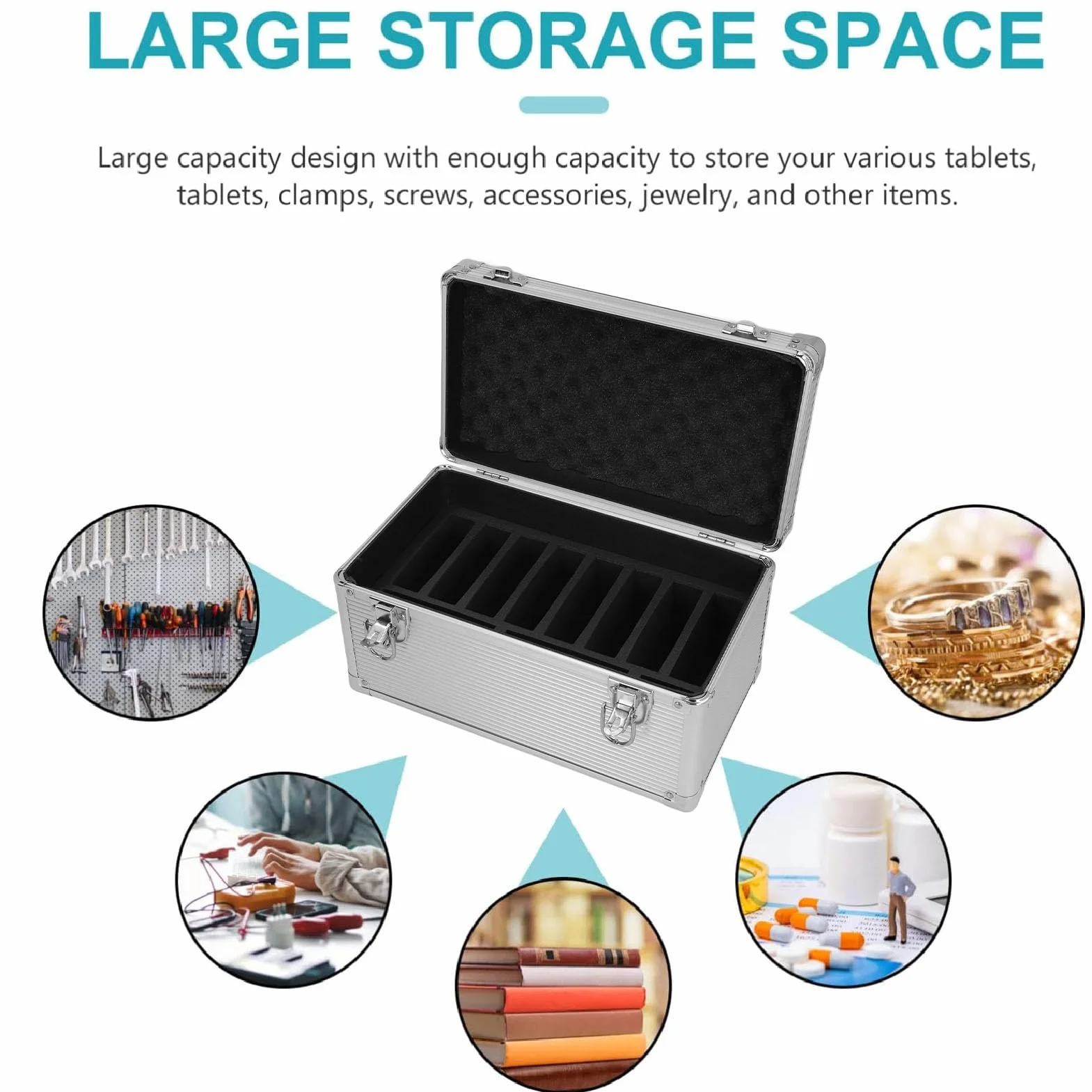 Generic Aluminiowa Walizka Wytrzymała Skrzynka Narzędziowa z blokadą Bezpieczeństwa dla Profesjonalistów Udźwig 40 Kg Czarny 1 Jednostka