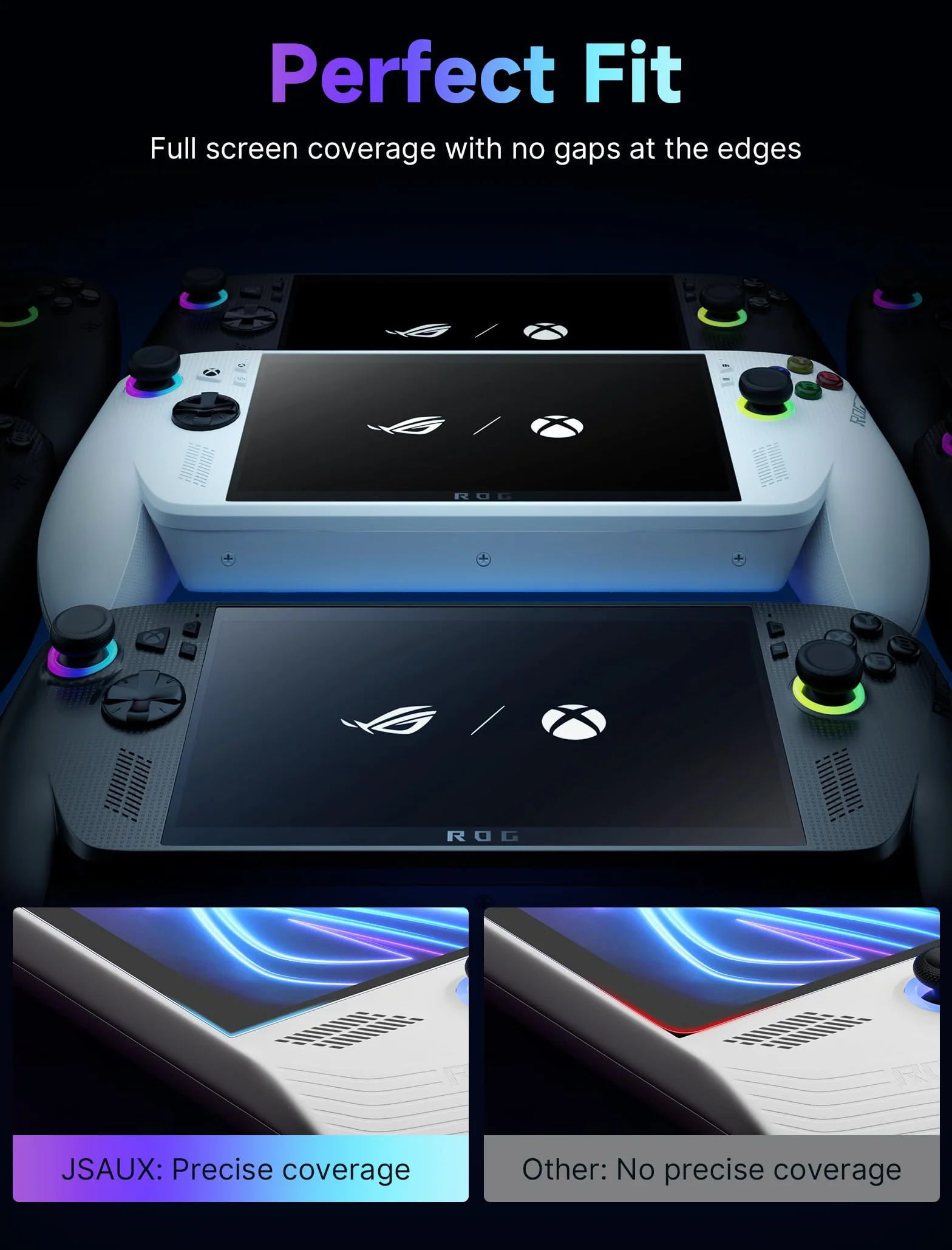 JSAUX Antyodblaskowa Folia Ochronna na Ekran Kompatybilny z ROG Xbox Ally/ROG Xbox Ally X (2025)/ROG Ally 2 Aztuki, Matowe Azkło Hartowane o Twardości 9H z Ramką Prowadzącą, 7" Odporna na Zarysowania