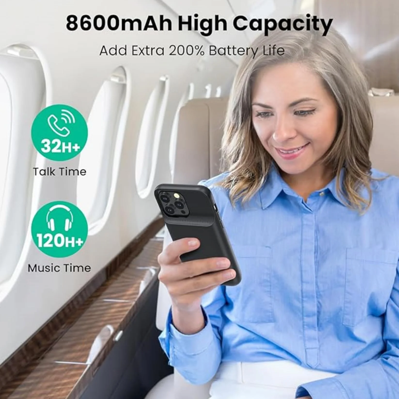 Etui na baterię do iPhone 14 Plus/14 Pro Max/13 Pro Max, 8600 mAh, etui do ładowania, dodatkowy akumulator, zdejmowany przenośny pokrowiec na telefon komórkowy, powerbank, etui do iPhone 13