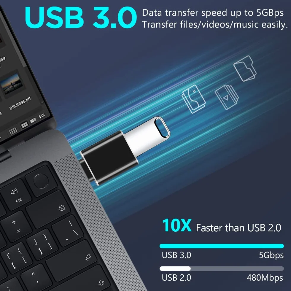 AXFEE Adapter USB C na USB, micro USB na USB C, superszybki transfer danych i szybkie ładowanie, kompatybilny z iPhone/PC/Samsung/iPad/laptop/MacBook, 4 sztuki