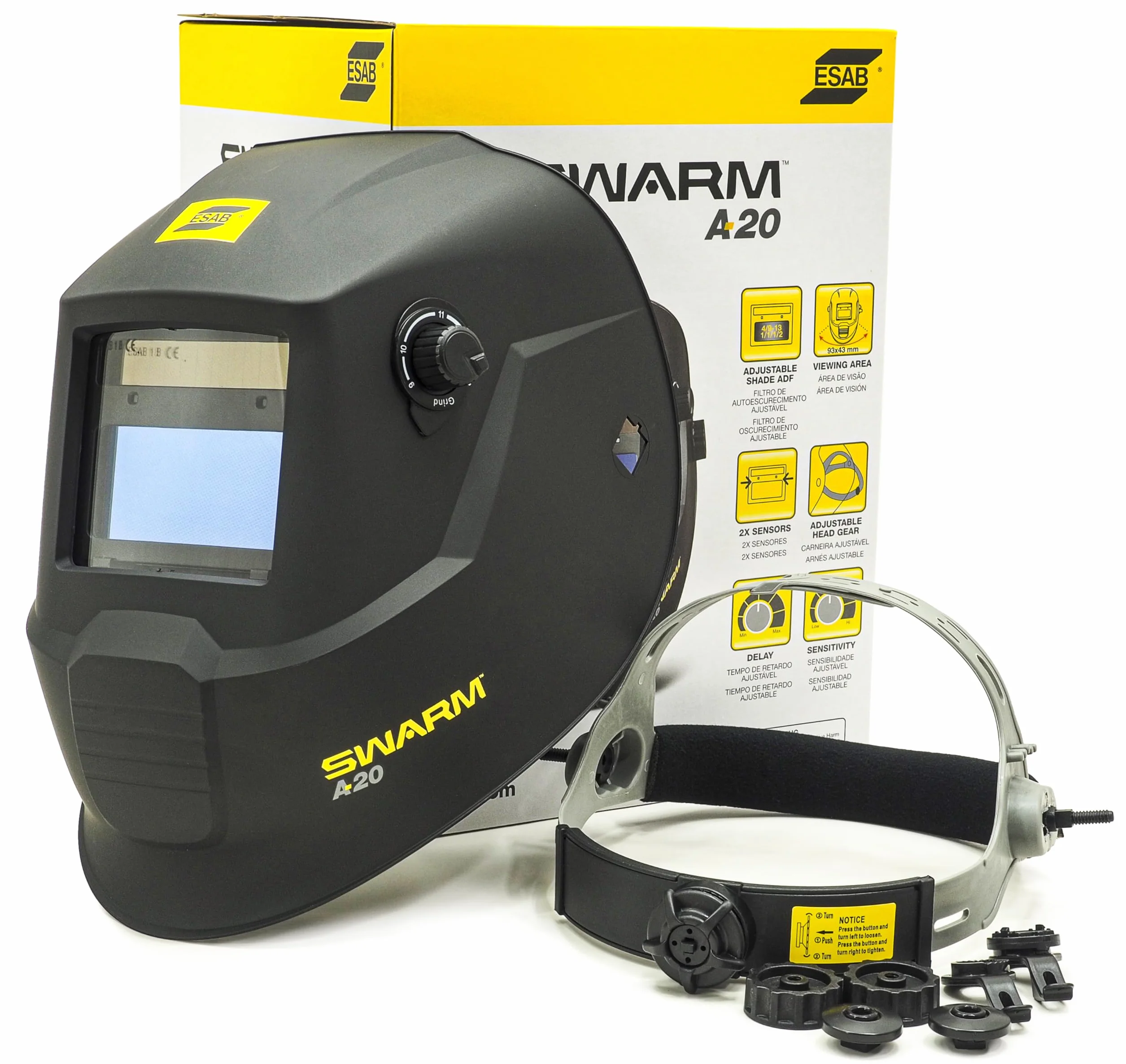 ESAB Swarm a20 automatyczna maska do samochodu, przyciemniająca, kask spawalniczy TIG MIG kask 1/1/1/2 osłona przeciwpotowa