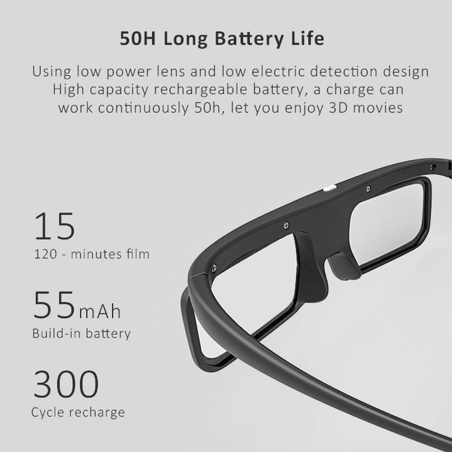 Okulary 3D DLP LINK, Odświeżanie 144 Hz, ładowalne, Aktywne Okulary 3D do Większości Projektorów DLP LINK 3D, dla dla Optoma, dla dla