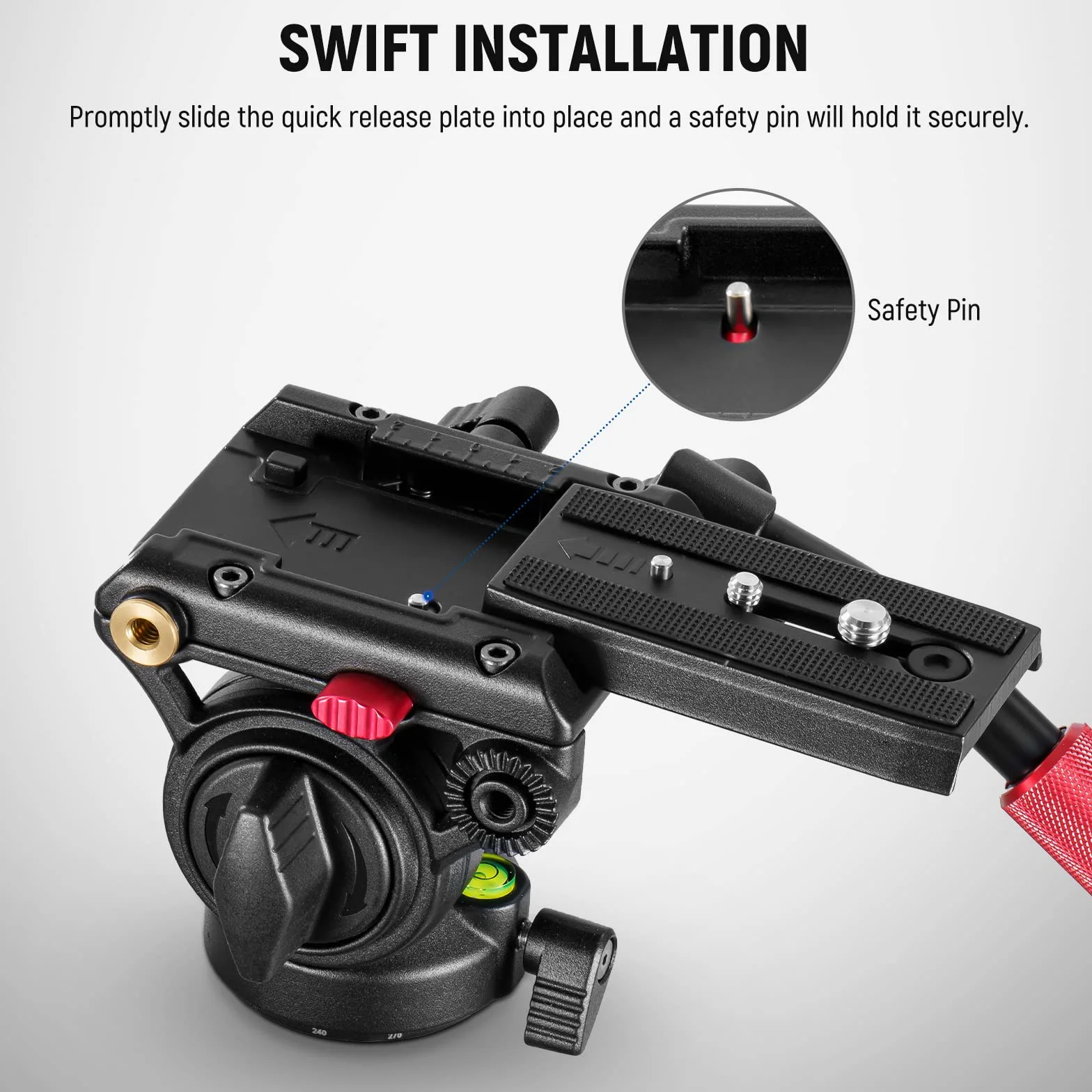 NEEWER Głowica płynu statywu wideo z płytą szybkiego zwalniania, kompatybilna z Manfrotto, ⌀55 mm, 6 kg