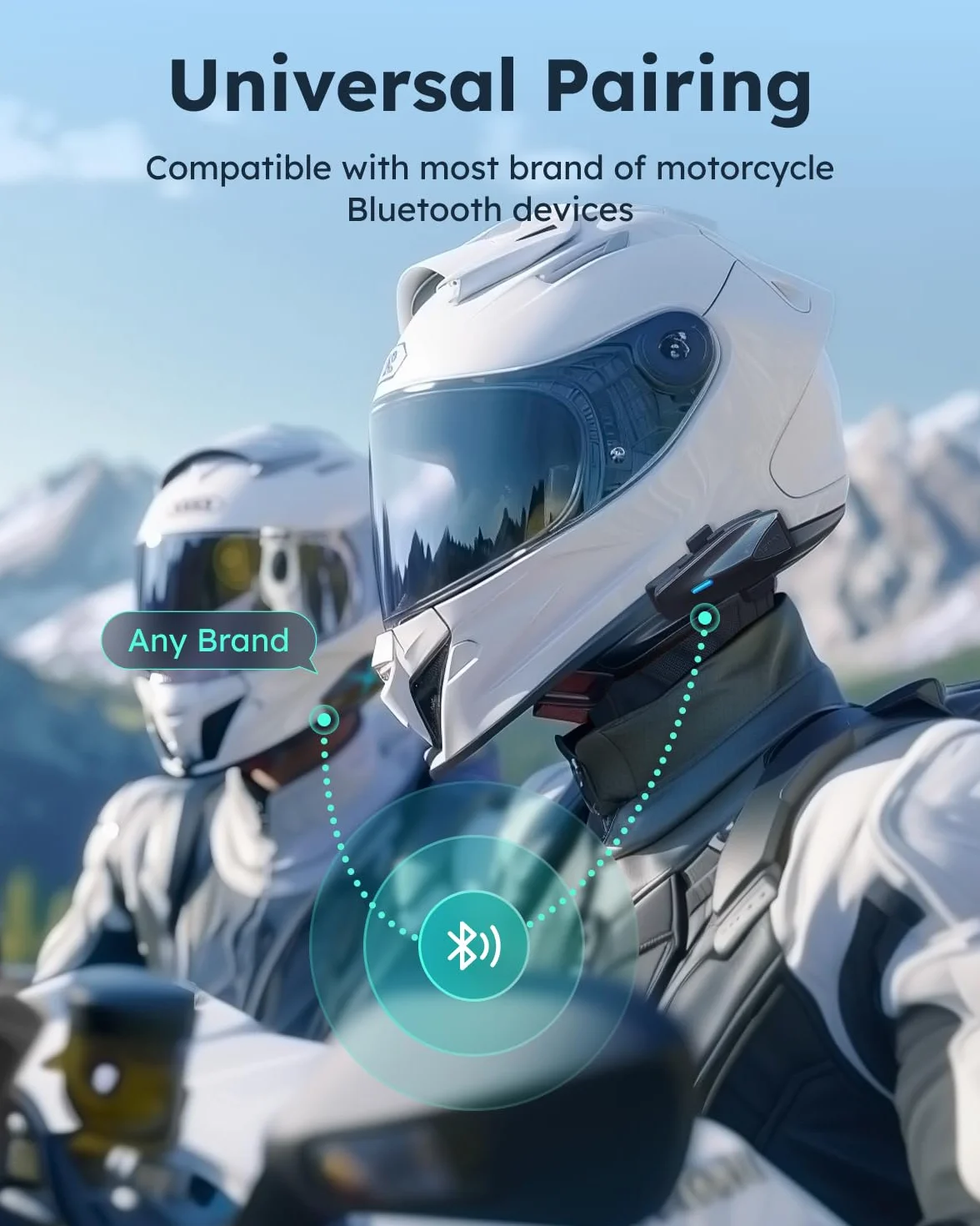 ASMAX S1 Kask Motocyklowy Bluetooth z Inteligentną Kontrolą Głosową, Systemy Komunikacyjne Mesh, Anulowanie Szumów/Odporny na Wodę/Radio FM/Aktualizacja FOTA, Zestaw Słuchawkowy Interkom dla 8
