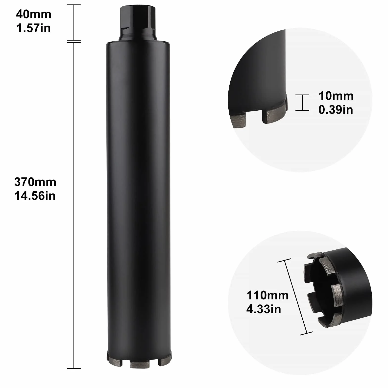 CPROSP 1¼" UNC diamentowa koronka wiertnicza z adapterem SDS MAX, koronka rdzeniowa DM 110 mm, L 420 mm, wiertło rdzeniowe do wiercenia w betonie, żelbetonie, murze i kamieniu