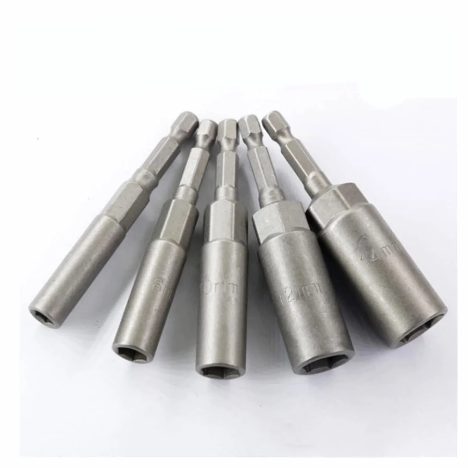 5pc Hex Sockets Kit 6mm/8mm/10mm/12mm/14mm Magnetic Socket Adapter Impact Nut Bolt Drill Bit Set For Pneumatic Screwdriver