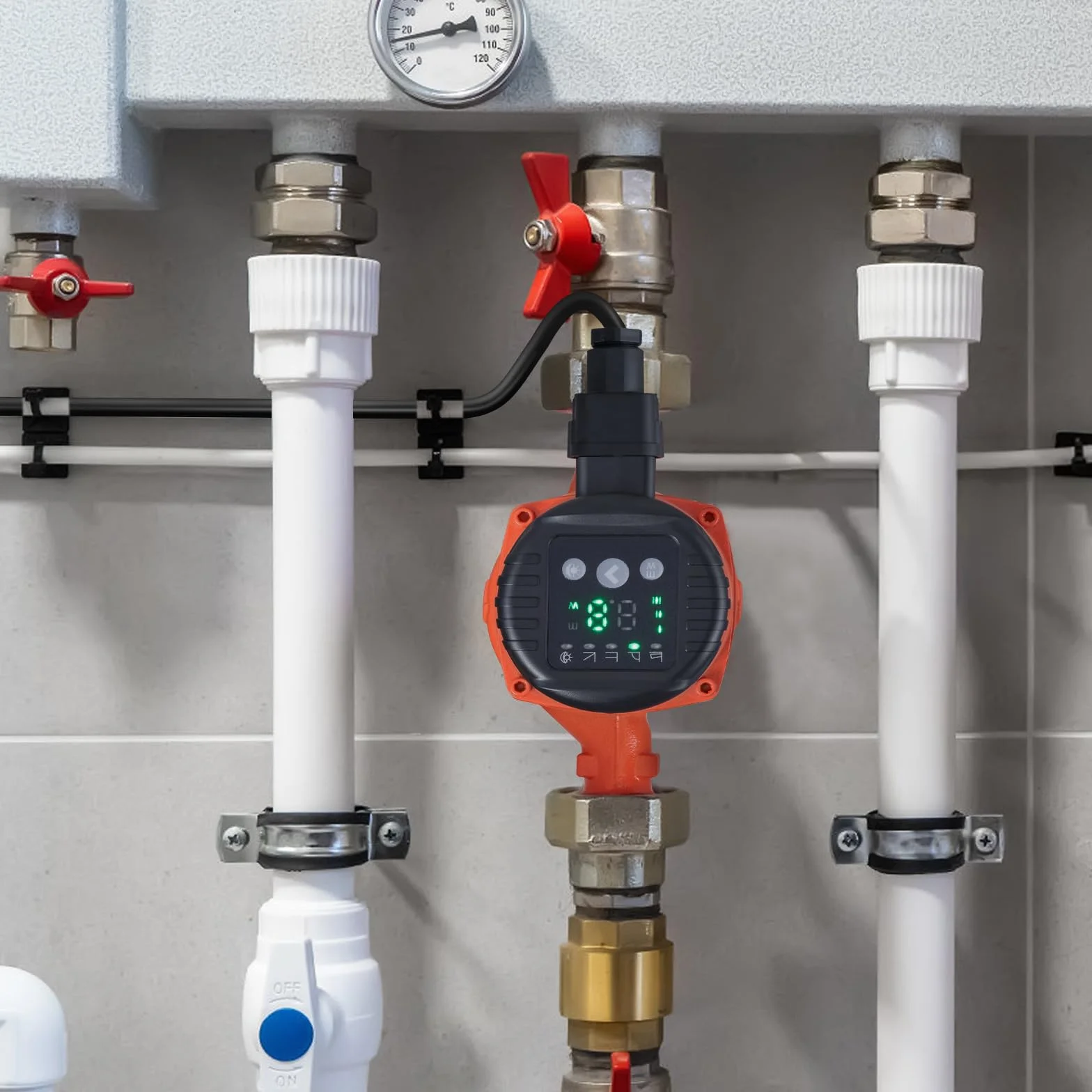 VEVOR Pompa obiegowa do ciepłej wody, LPS25-8BP-180, pompa grzewcza, 67 l/min automatyczna pompa wodna ECM, 220 V 60 W Wysokość odpływu 8 m do systemu ogrzewania wody