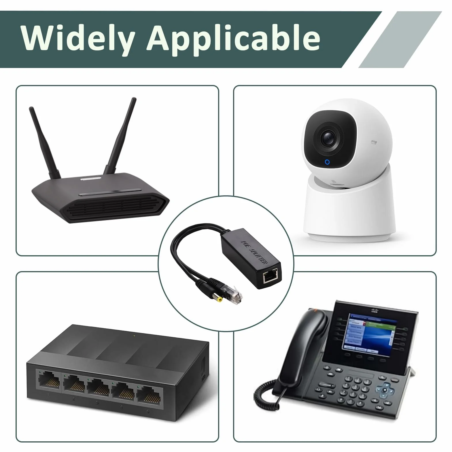 Poe wtyczka DC 48V do 12V 2A rozdzielacz IEEE802.3af/at adapter PoE do kamery IP AP Smart Home 240mm