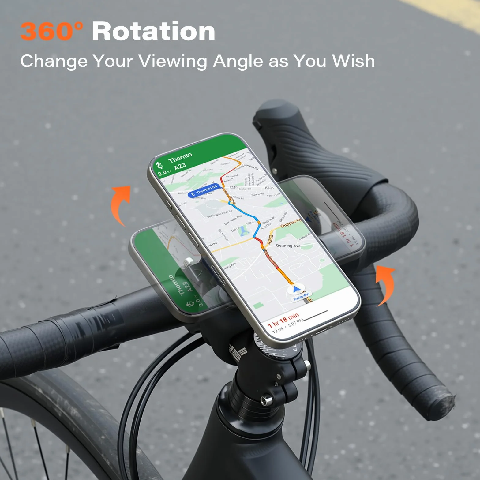 A2C Uniwersalny uchwyt na telefon rowerowy z szybkim zapięciem One-Lock, obrót 360°