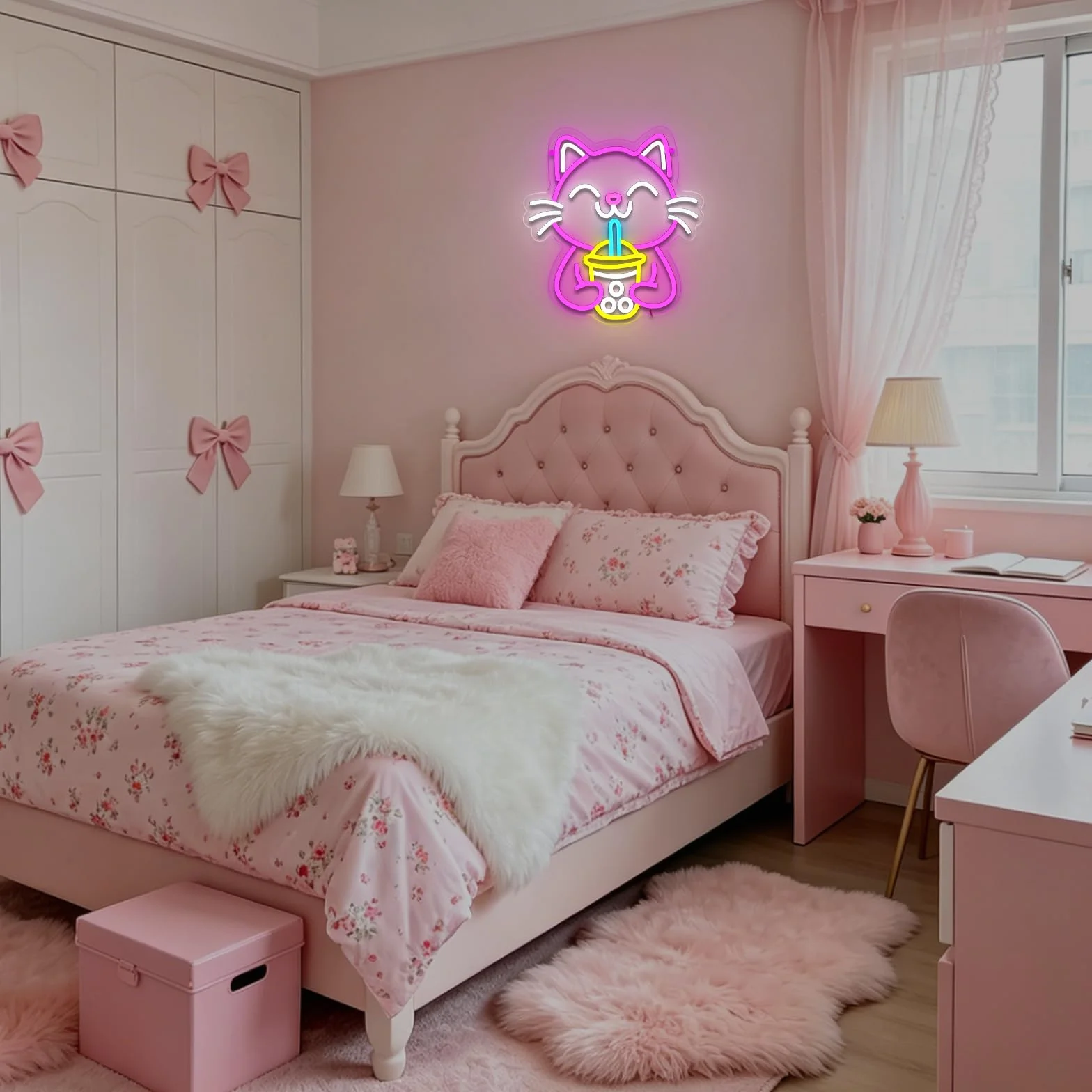 Drink Cat Neonowy znak Neonowy znak kota do dekoracji ściennych Neonowa lampa ścienna USB dla zwierząt Znak LED dla baru Restauracja Salon Klub Sklep Biznes Boba Tea Party Sklep z napojami