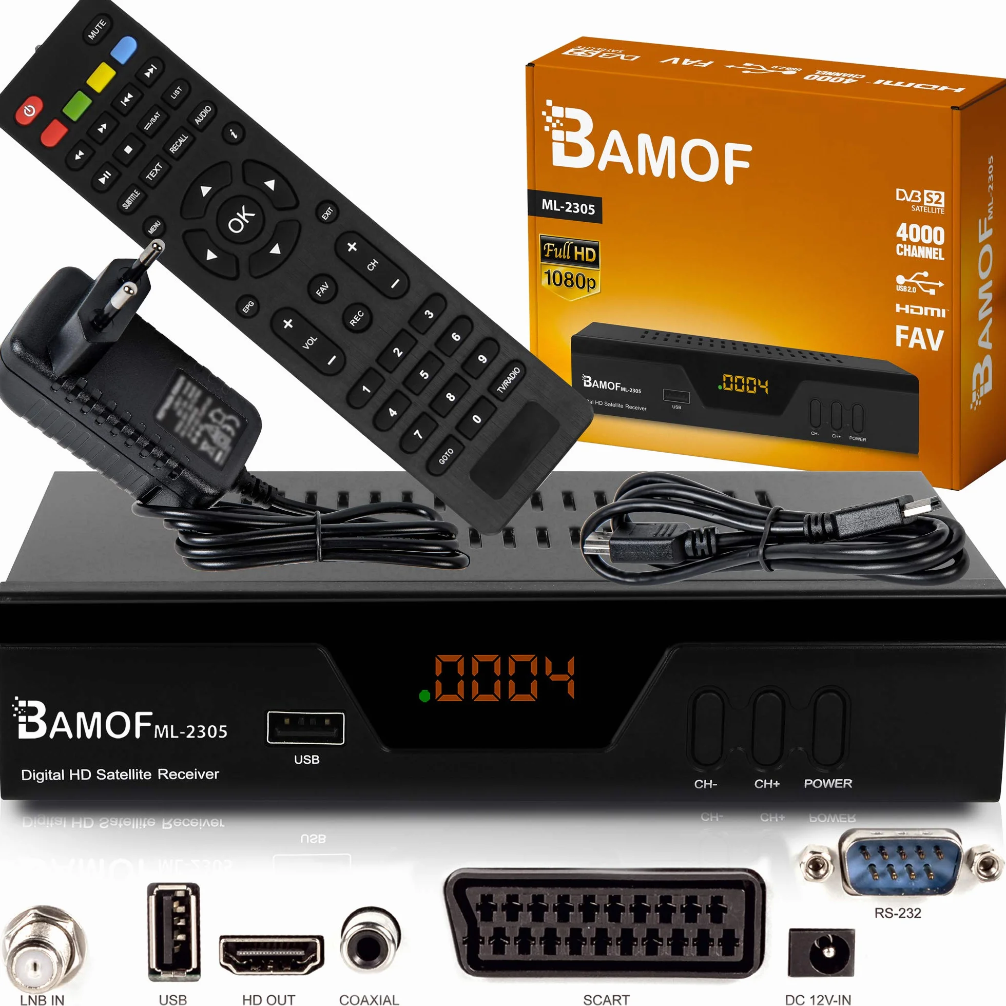 Bamof 2305 Cyfrowy odbiornik satelitarny HDTV DVB-S/S2 HDMI Full HD 1080p