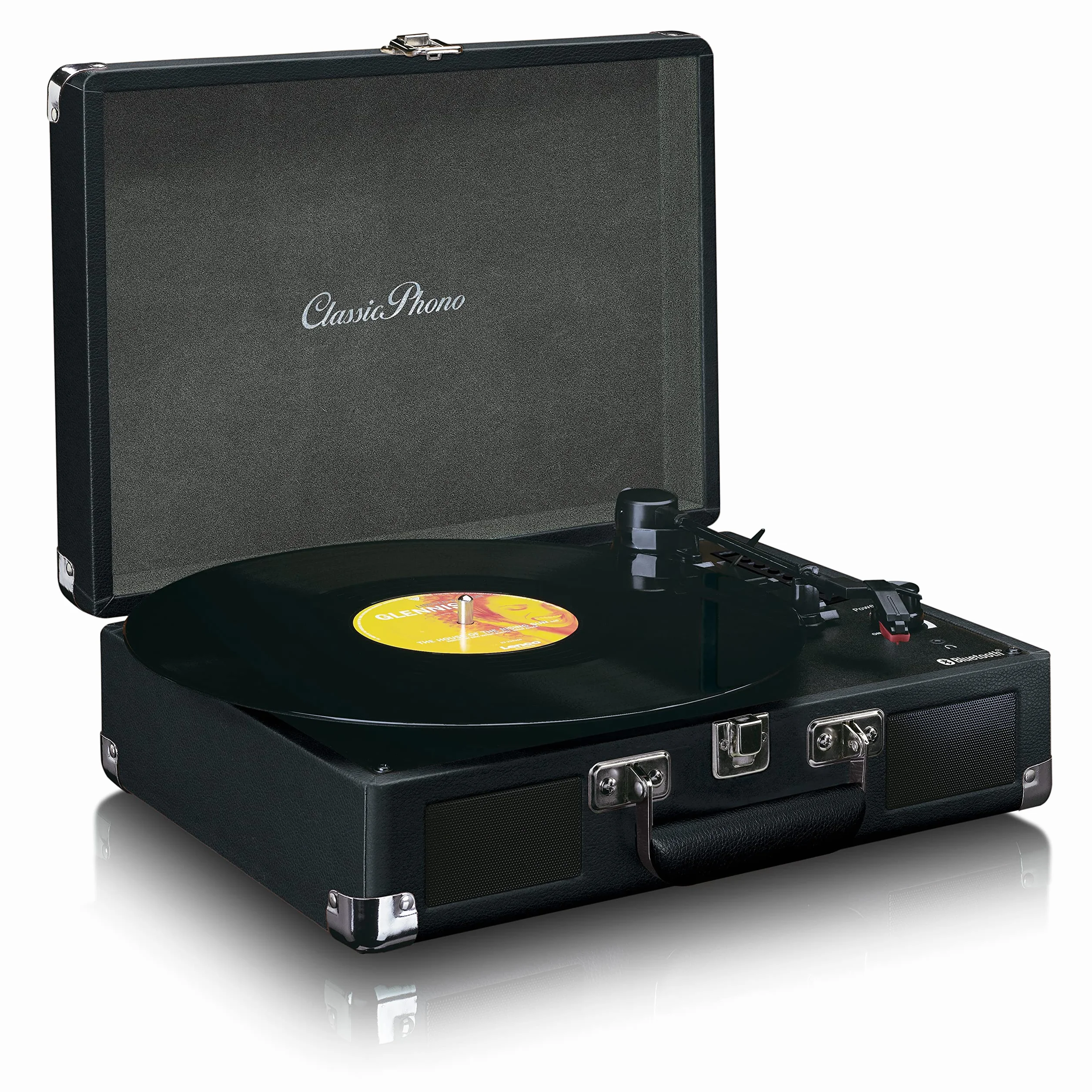 Classic Phono TT-115 gramofon – Bluetooth – USB – 3 prędkości – bezpośrednie nagrywanie na USB bez komputera – napęd pasowy – czarny