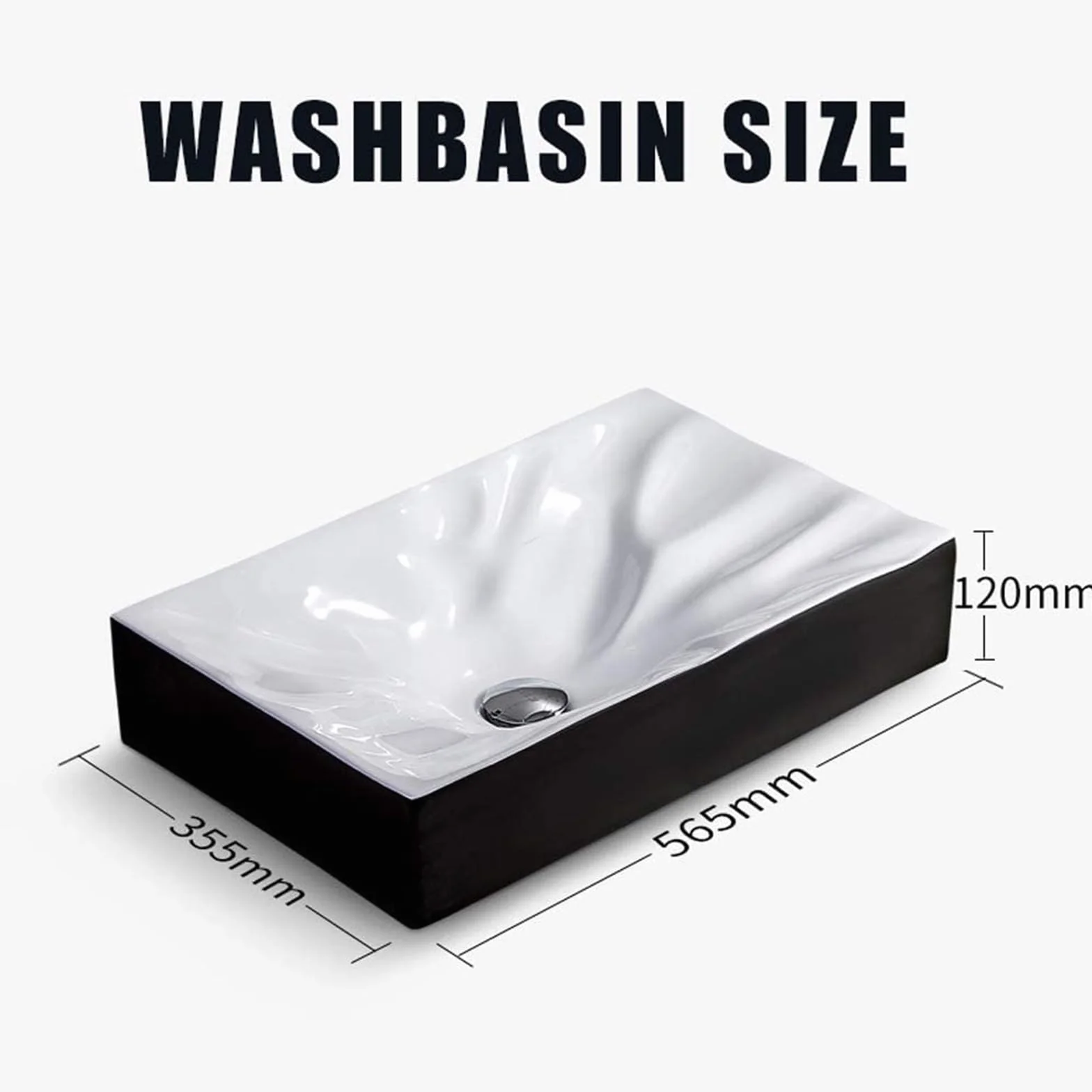Umywalka Łazienkowa Ceramiczna, Umywalka Łazienkowa Ceramiczna, Umywalka Nablatowa Prostokątna, Bez Otworu Przelewowego, Artystyczna Umywalka Nablatowa Do Łazienki,White